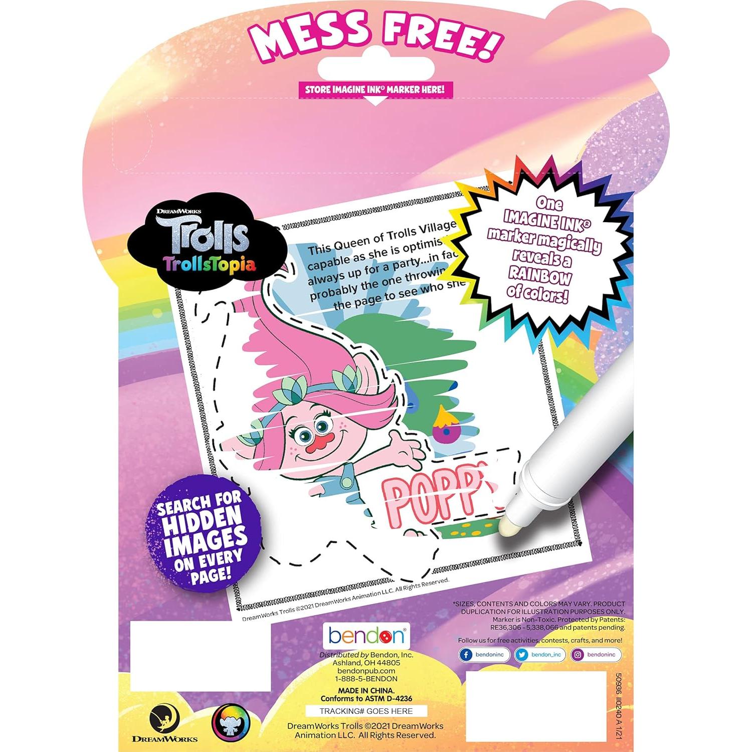 Libro de Colorear Imagine Ink Trolls Bendon 24 Páginas