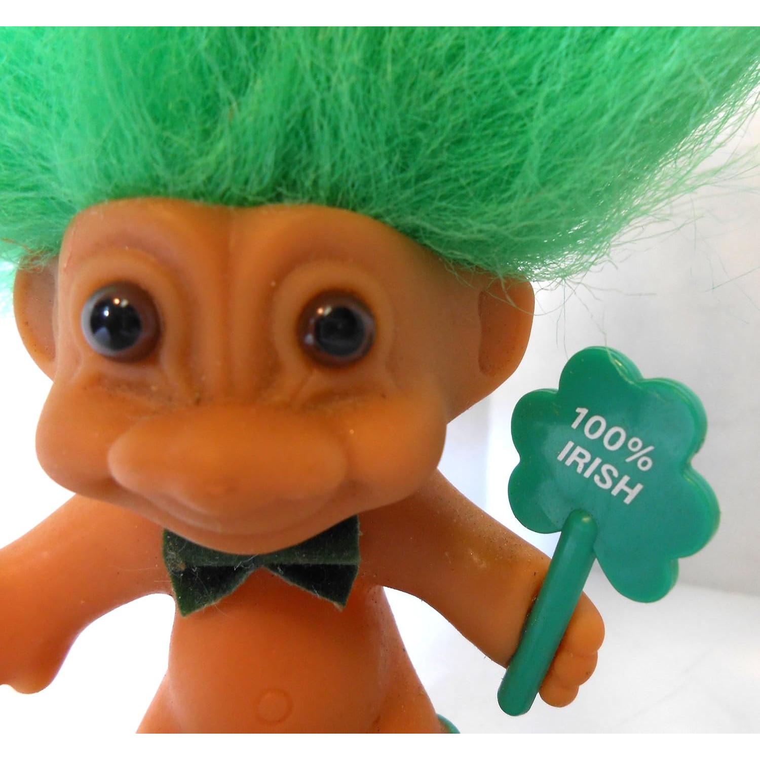 Muñeco Troll Verde Irlandés Russ 10 cm con Cabello