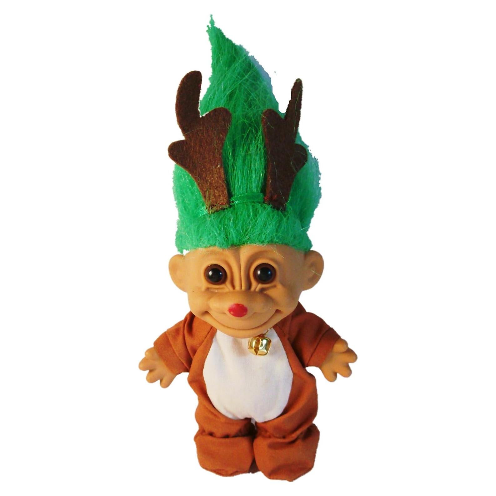 Muñeco Troll Reno Navidad Russ 11.43 cm Cabello Verde