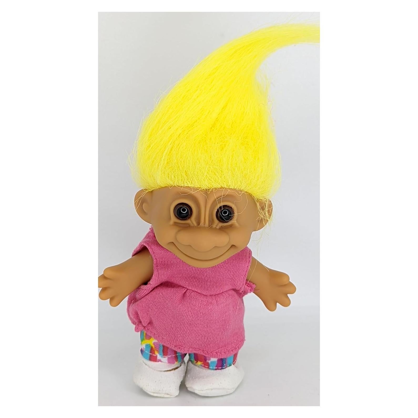 Muñeca Troll Retro Vintage 1990s Cabello Amarillo 12.7 cm