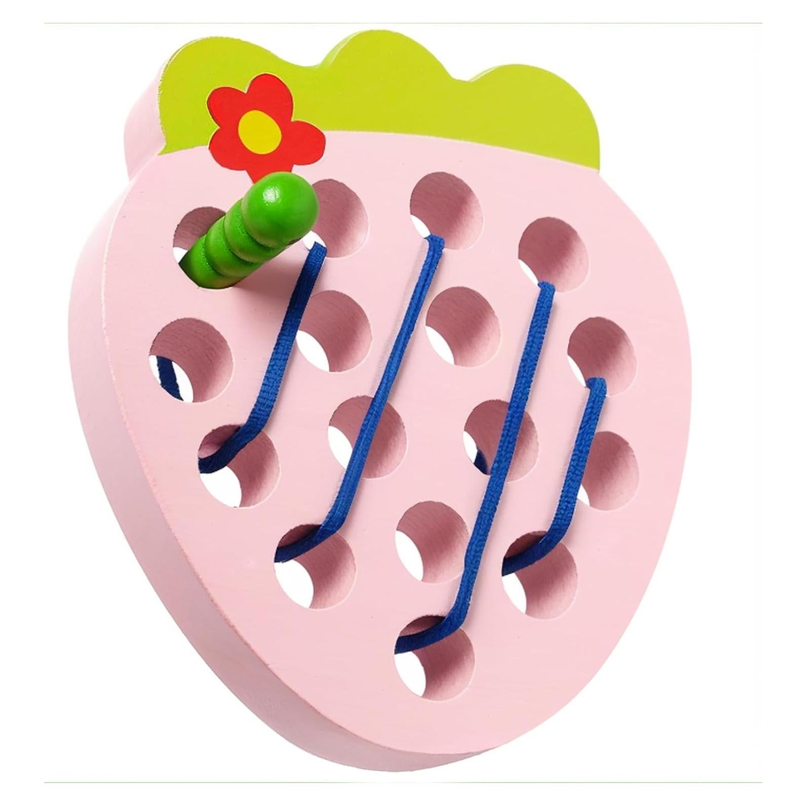 Juguete de Enhebrar de Madera Fresa NAODONGLI 14x15 cm