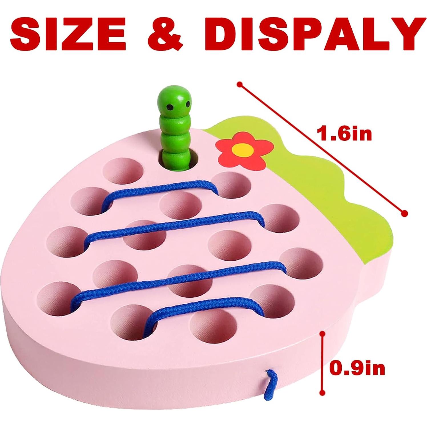 Juguete de Enhebrar de Madera Fresa NAODONGLI 14x15 cm