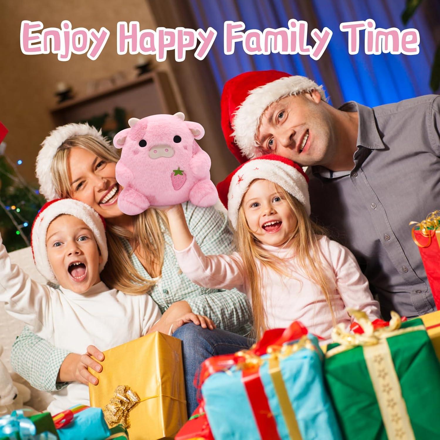 Almohada de Peluche Vaca de Fresa LMTGLDT 17.8x17.8 cm