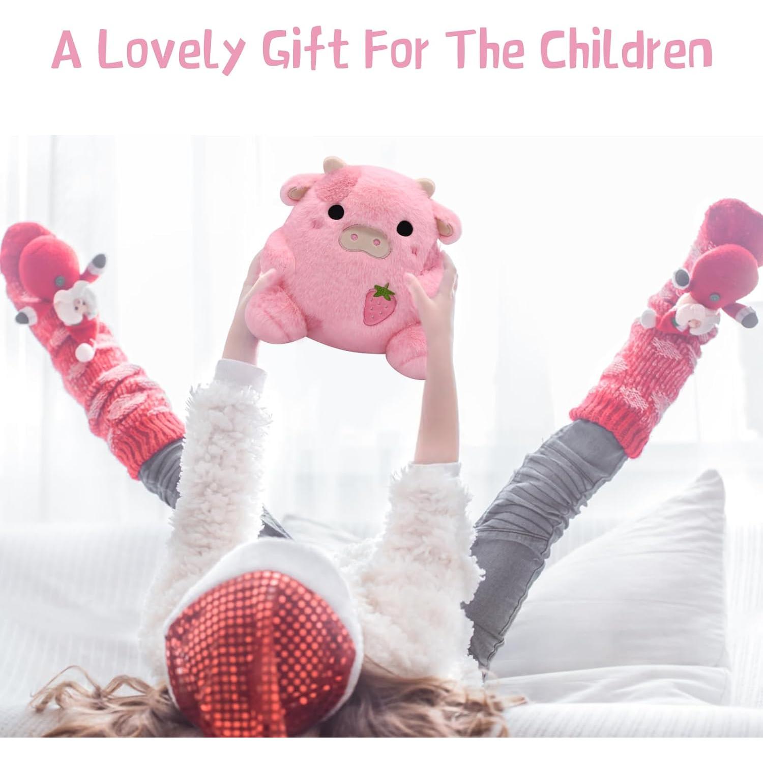 Almohada de Peluche Vaca de Fresa LMTGLDT 17.8x17.8 cm