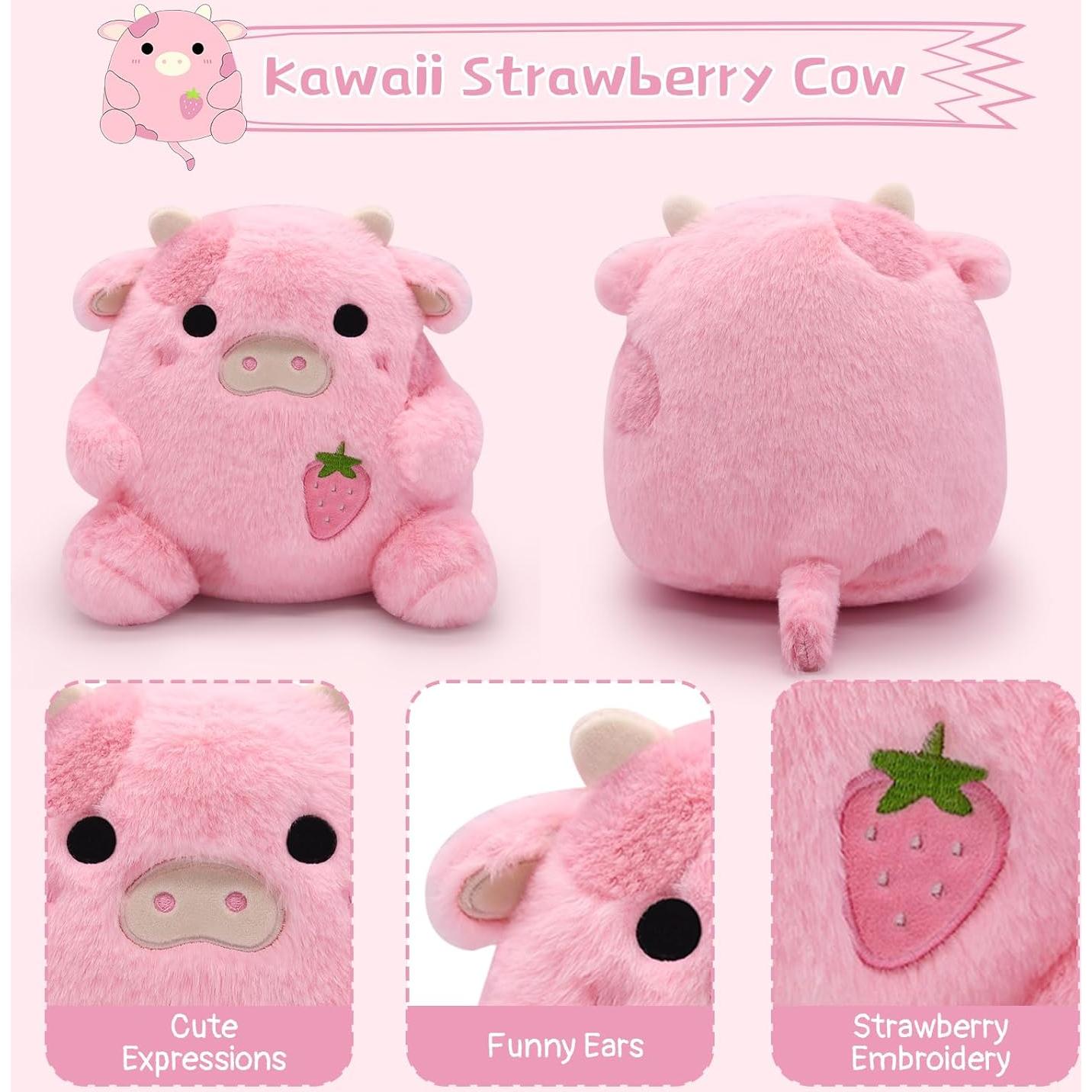 Almohada de Peluche Vaca de Fresa LMTGLDT 17.8x17.8 cm