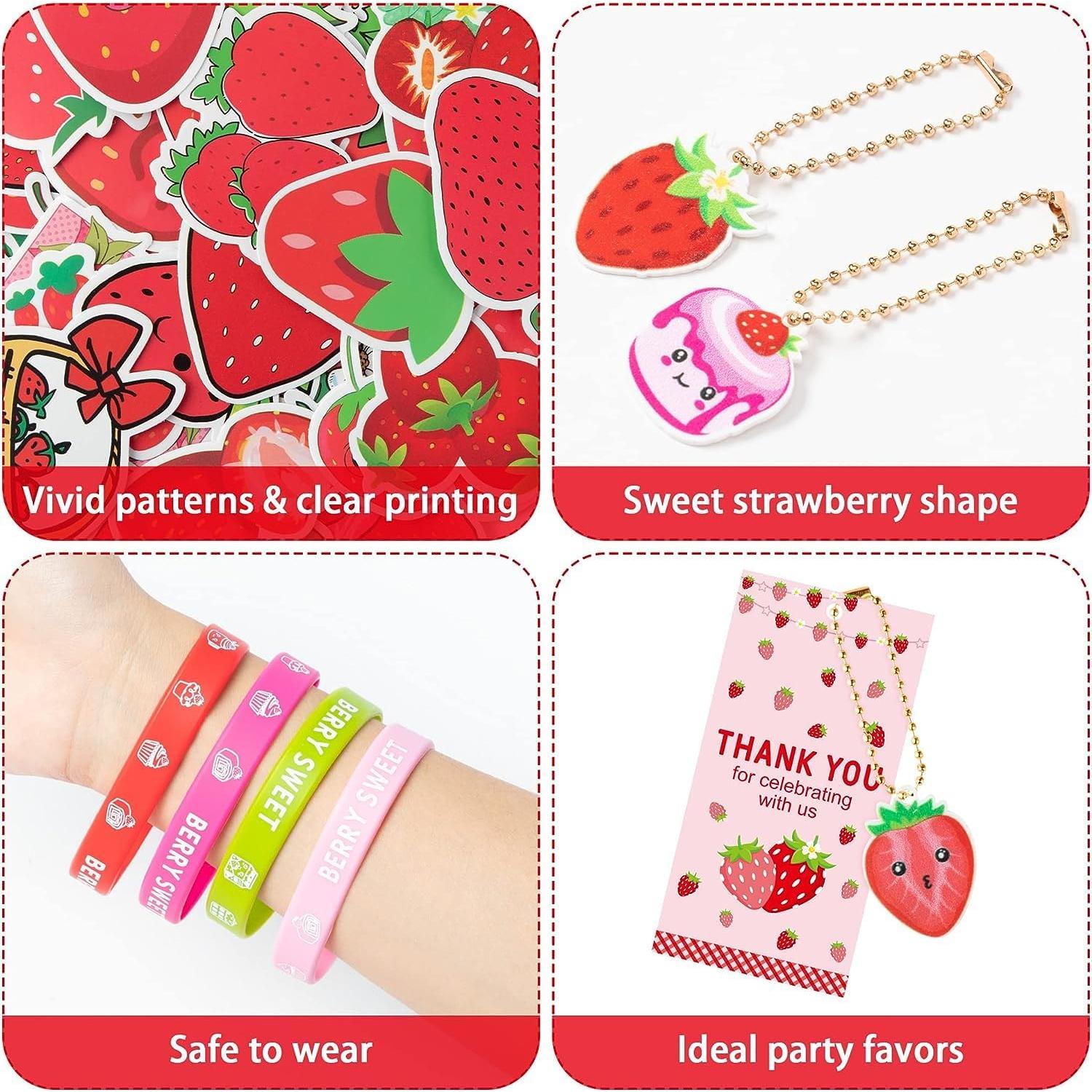 Kit de Fiesta de Fresa 110PCS Haooryx - Pulseras, Llaveros y Más