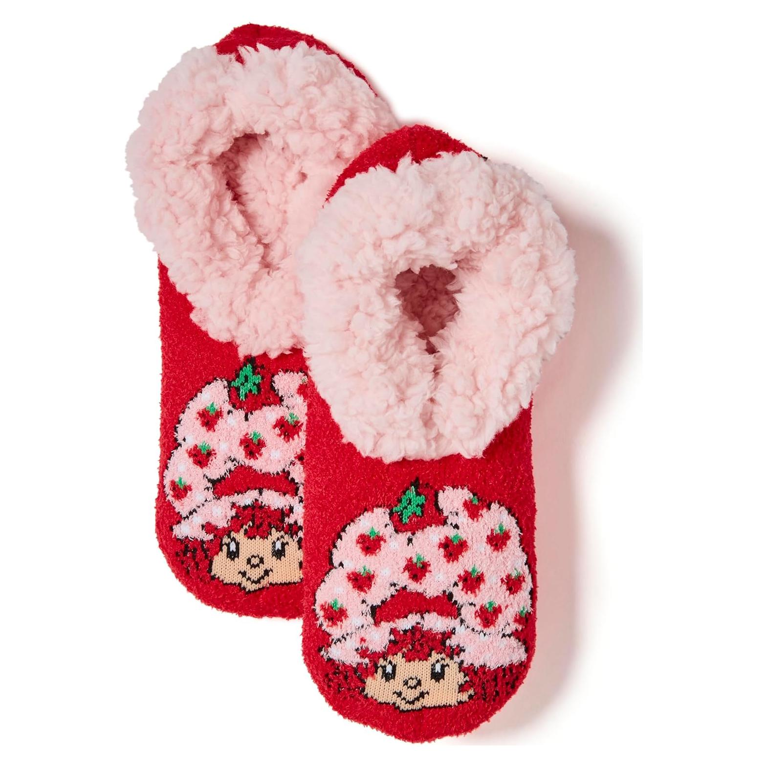Calcetines de felpa de peluche Fresa para mujeres 9-11