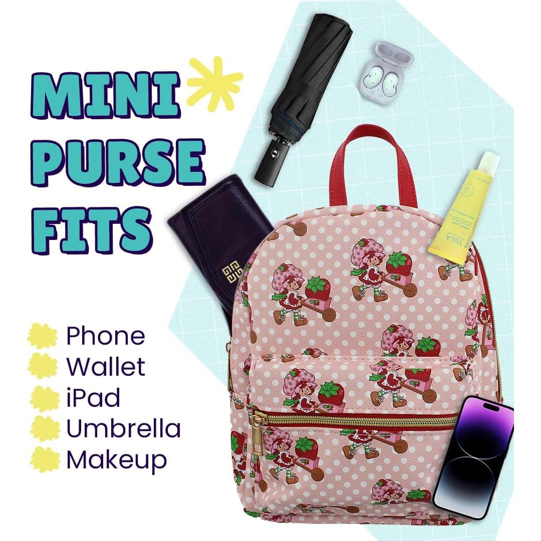 Mini Mochila de Cuero PU Pastel de Fresa Rosa 25.4 cm