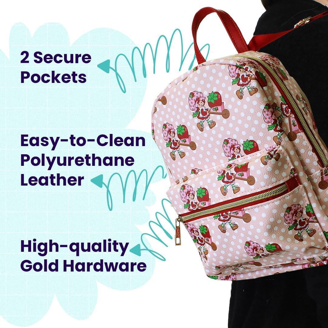 Mini Mochila de Cuero PU Pastel de Fresa Rosa 25.4 cm