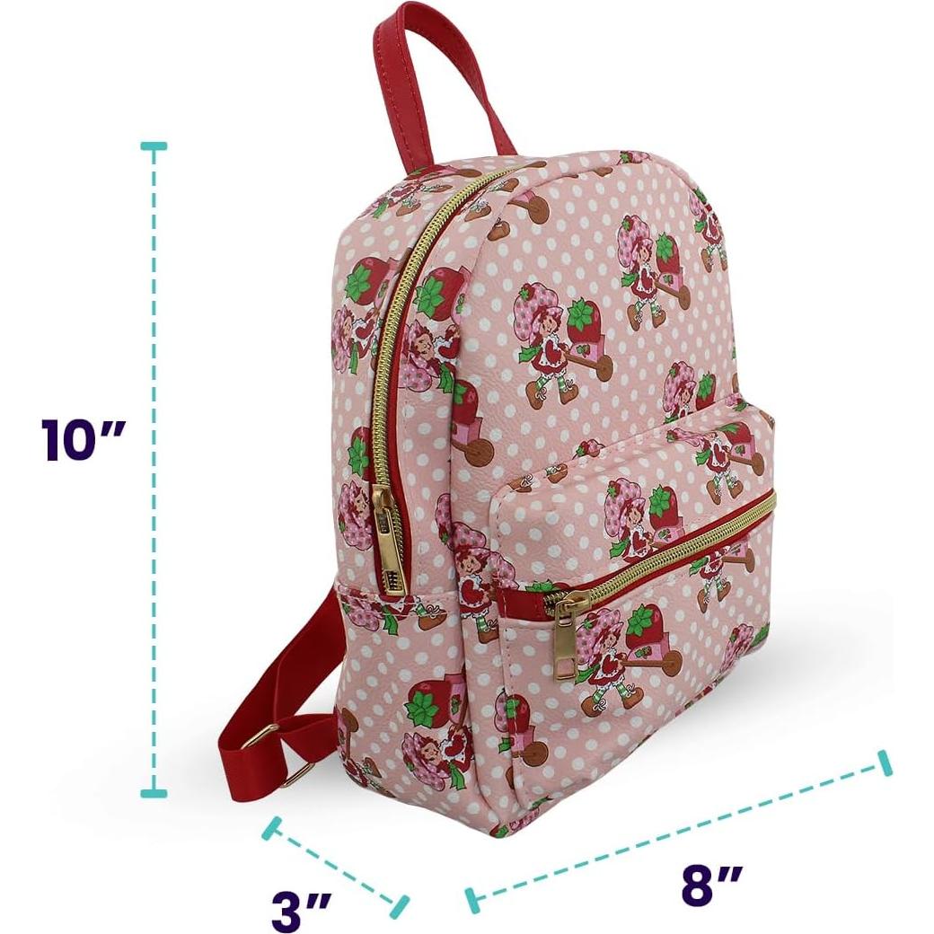 Mini Mochila de Cuero PU Pastel de Fresa Rosa 25.4 cm