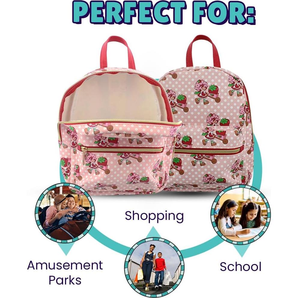 Mini Mochila de Cuero PU Pastel de Fresa Rosa 25.4 cm