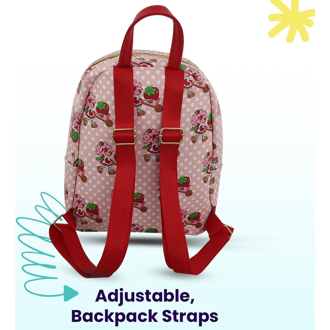 Mini Mochila de Cuero PU Pastel de Fresa Rosa 25.4 cm