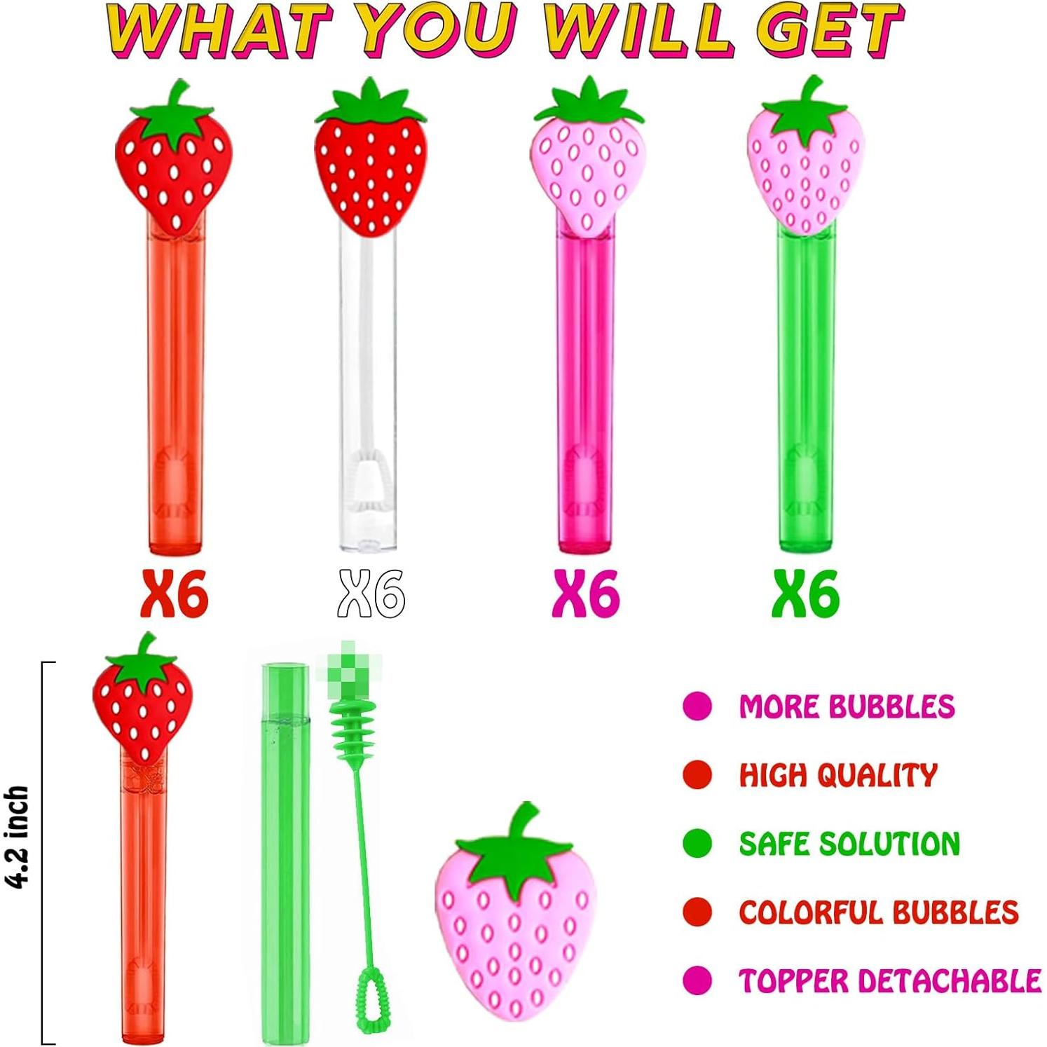 Varitas de Burbuja de Fresa uoyoi - 24 Piezas para Fiesta