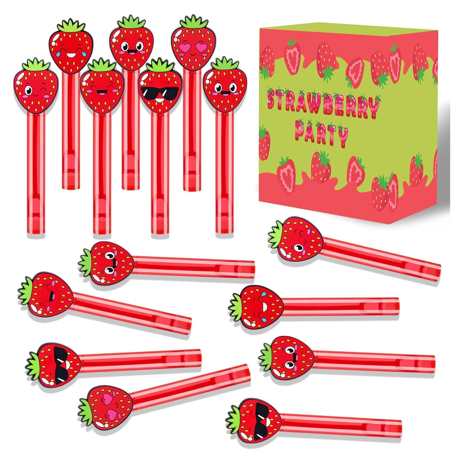 24 Varitas de Burbuja de Fresa PLOUGVI para Cumpleaños