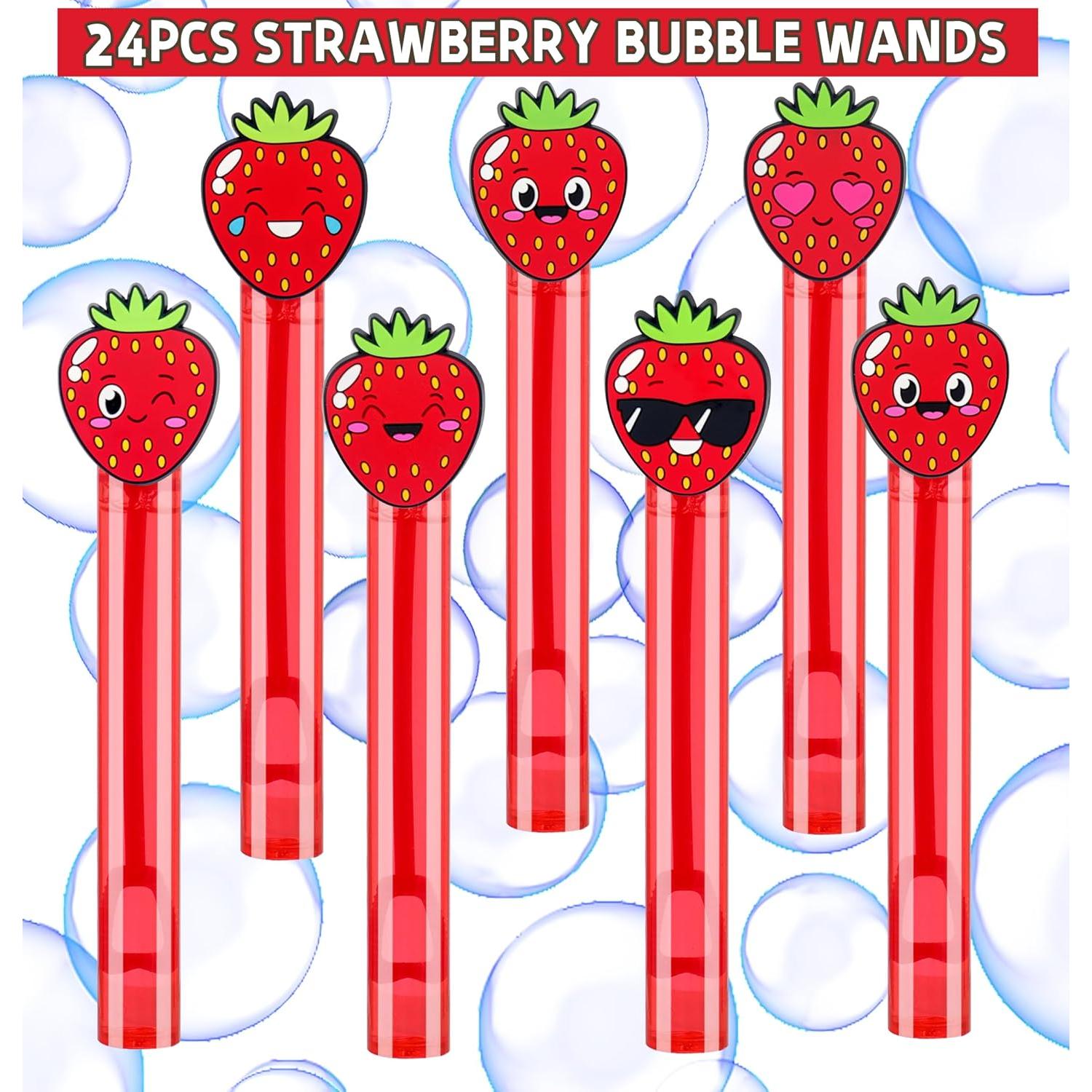 24 Varitas de Burbuja de Fresa PLOUGVI para Cumpleaños