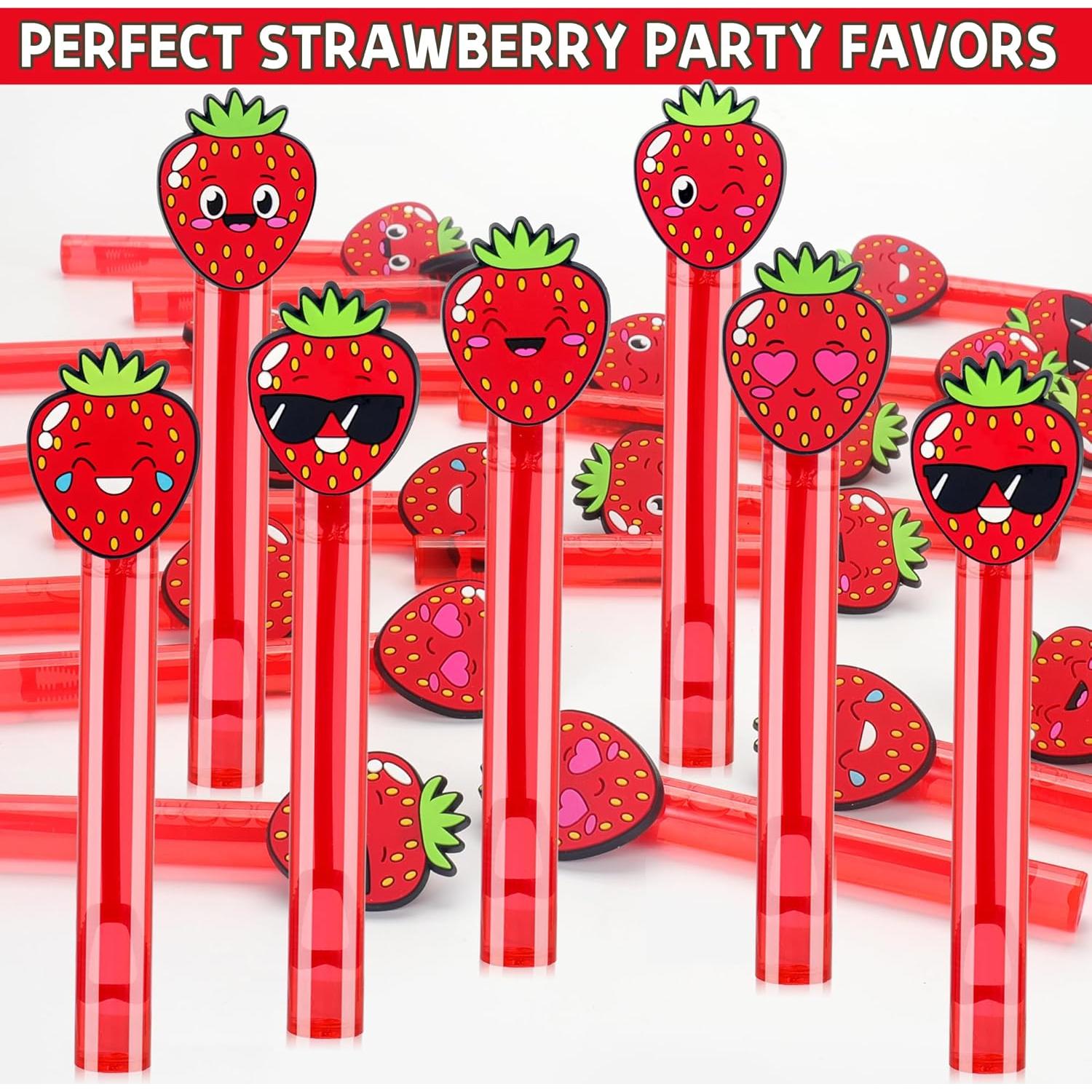 24 Varitas de Burbuja de Fresa PLOUGVI para Cumpleaños