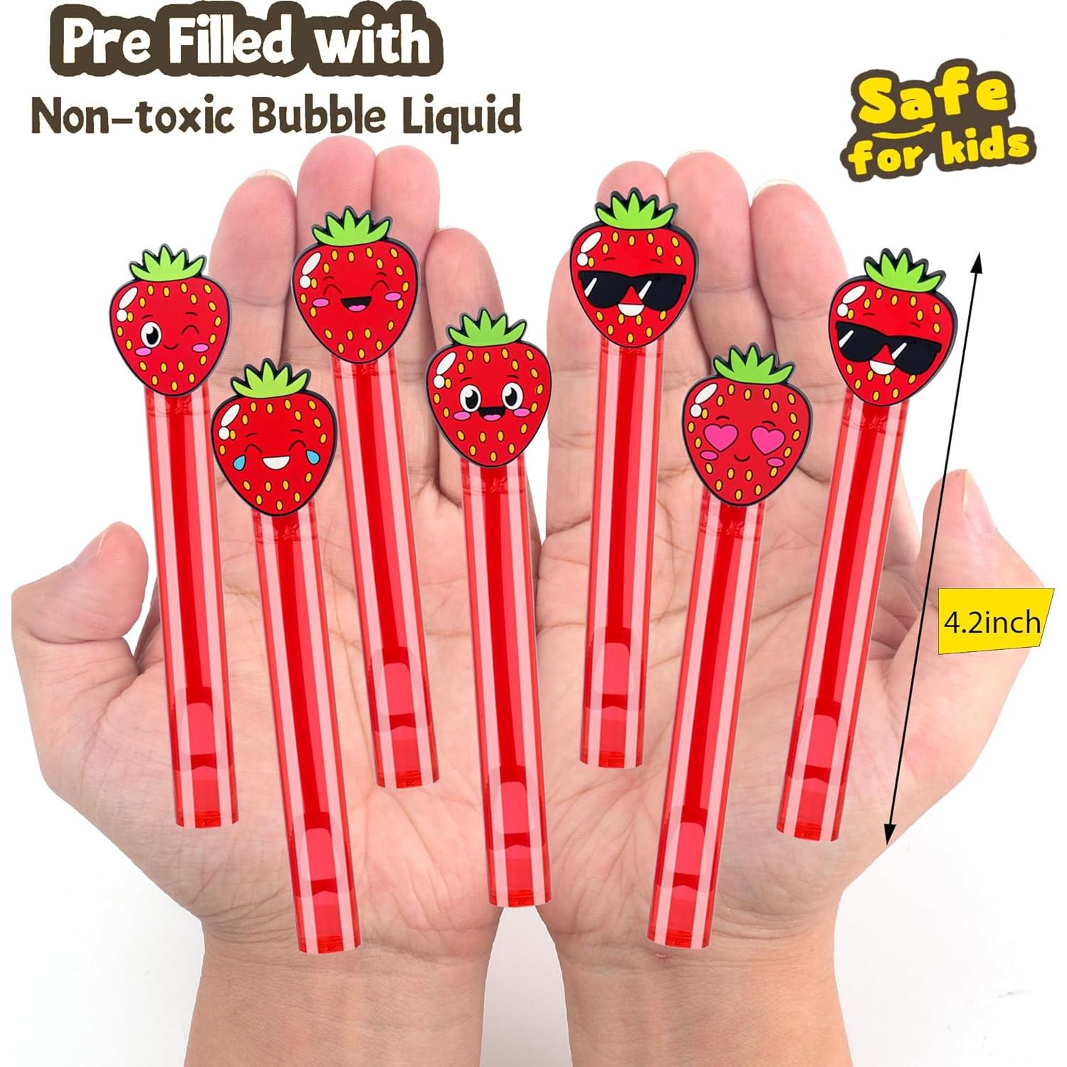 24 Varitas de Burbuja de Fresa PLOUGVI para Cumpleaños