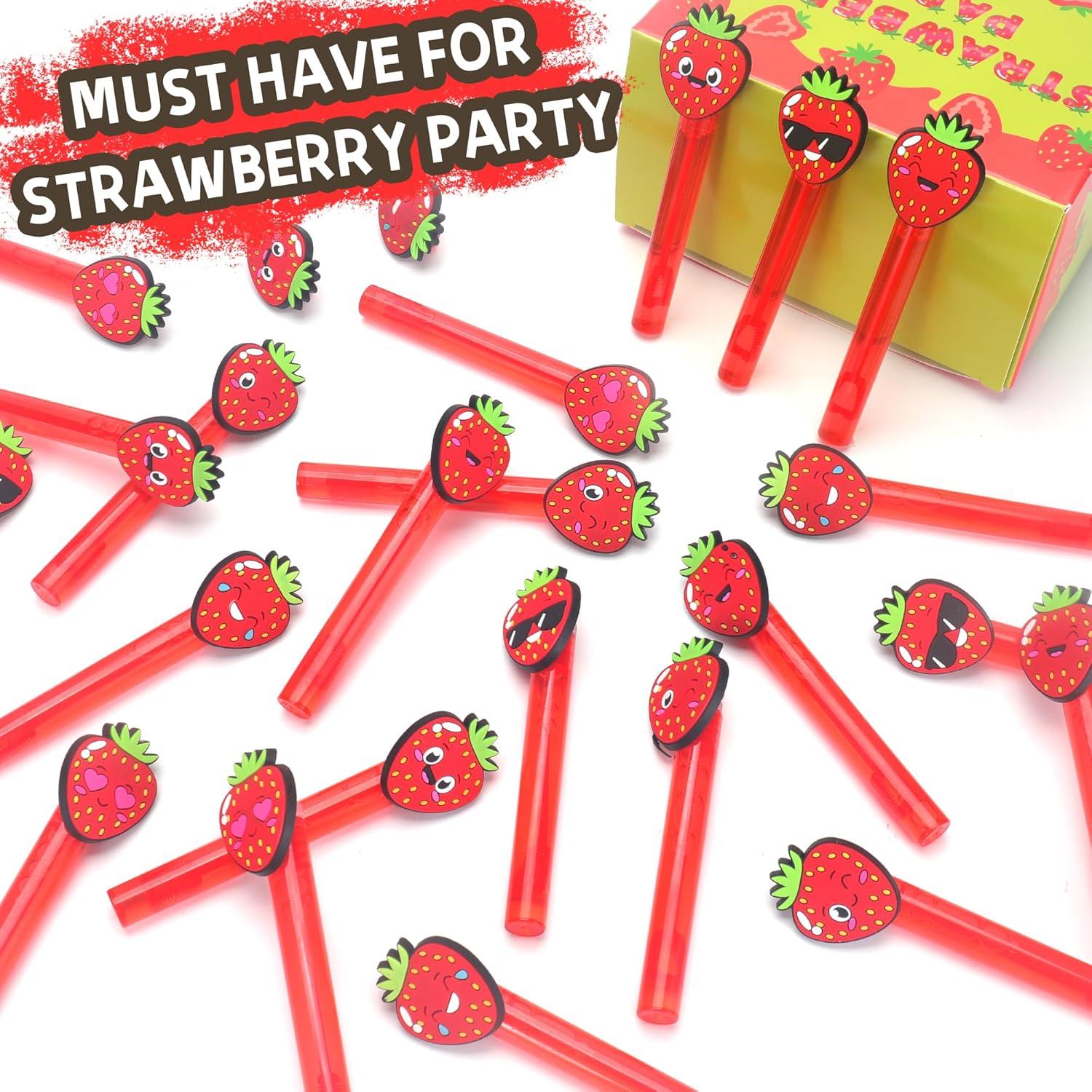 24 Varitas de Burbuja de Fresa PLOUGVI para Cumpleaños