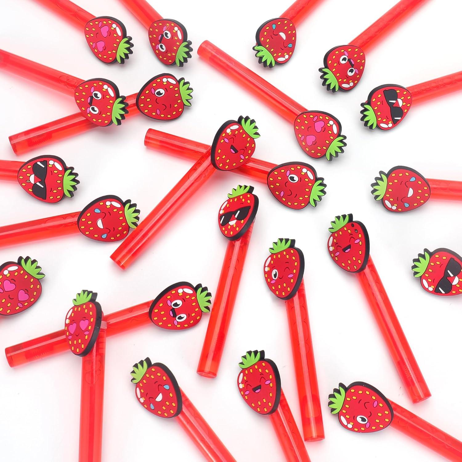 24 Varitas de Burbuja de Fresa PLOUGVI para Cumpleaños