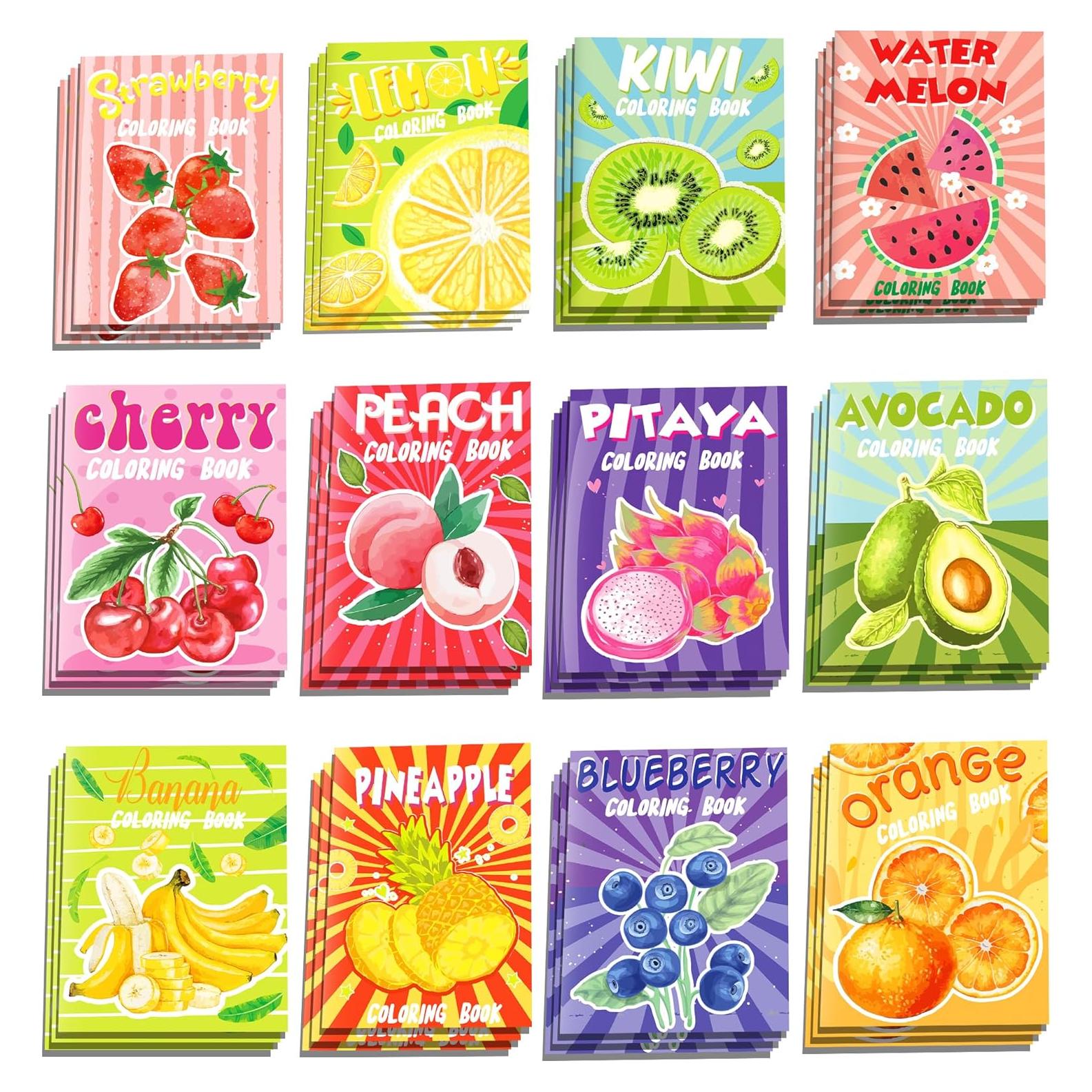 12 Mini Libros para Colorear de Frutas Littkeef 12.4x17 cm