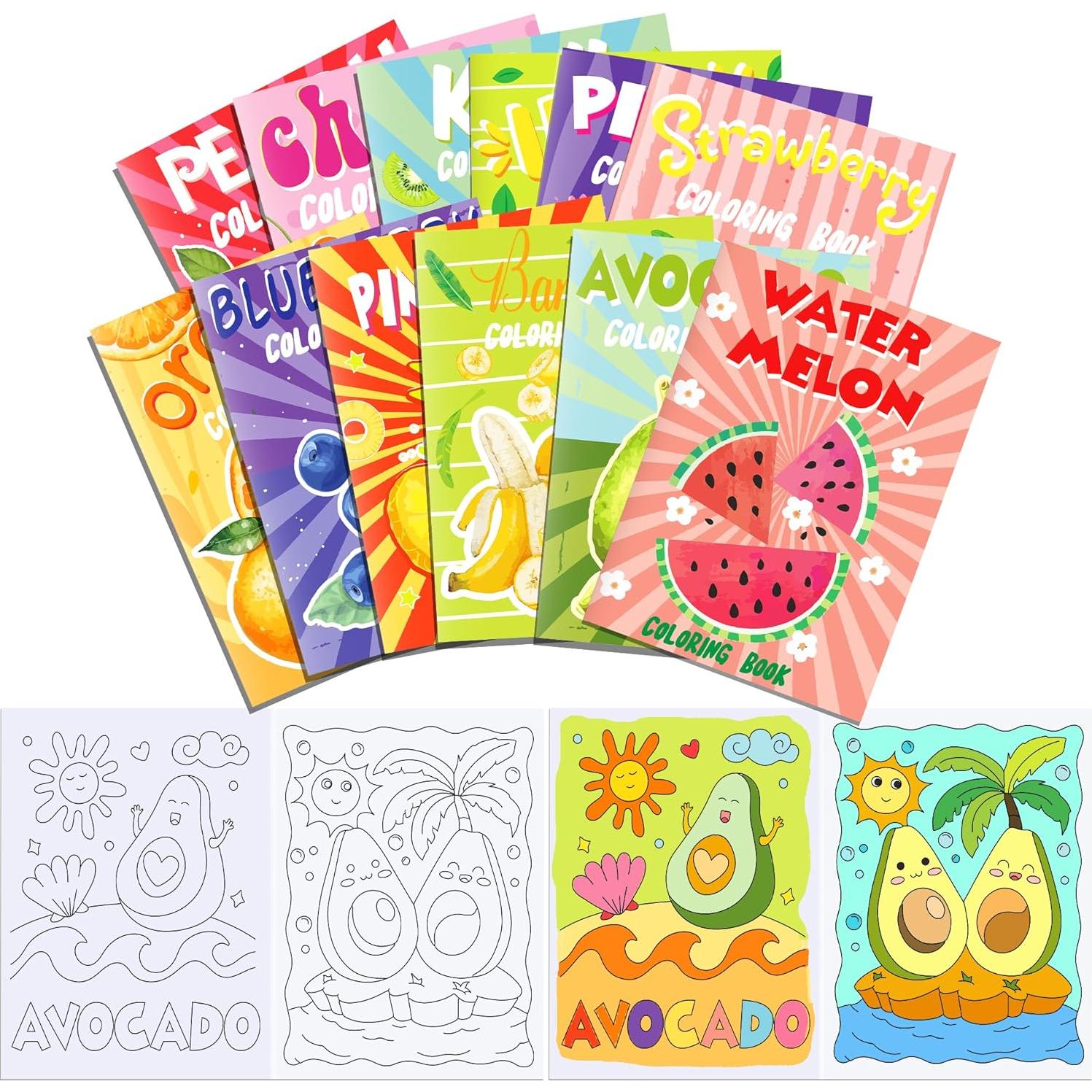 12 Mini Libros para Colorear de Frutas Littkeef 12.4x17 cm