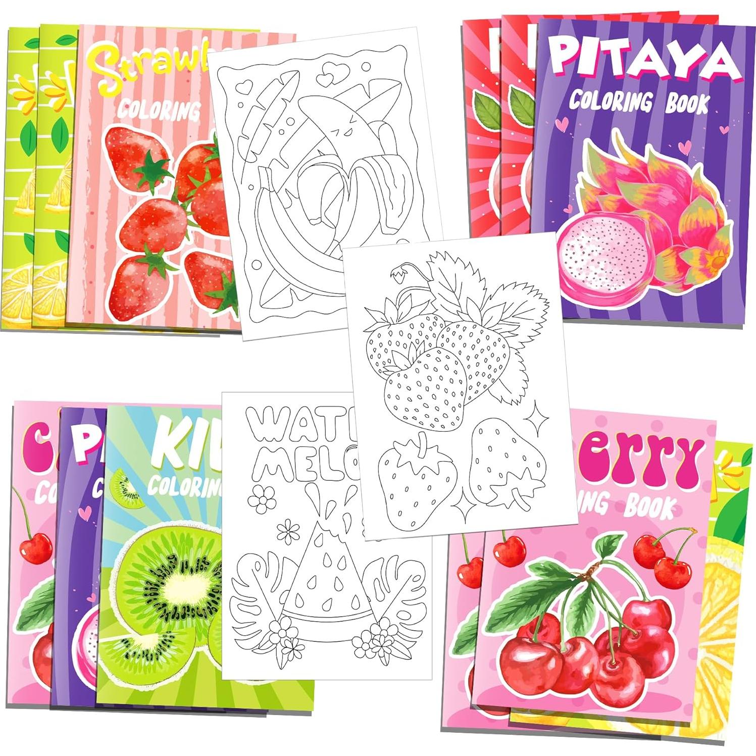 12 Mini Libros para Colorear de Frutas Littkeef 12.4x17 cm