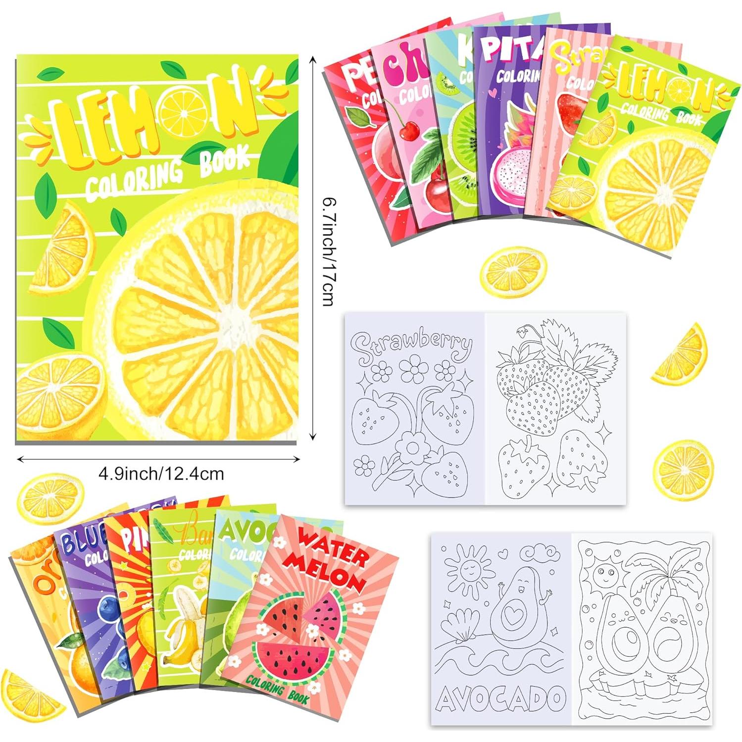 12 Mini Libros para Colorear de Frutas Littkeef 12.4x17 cm