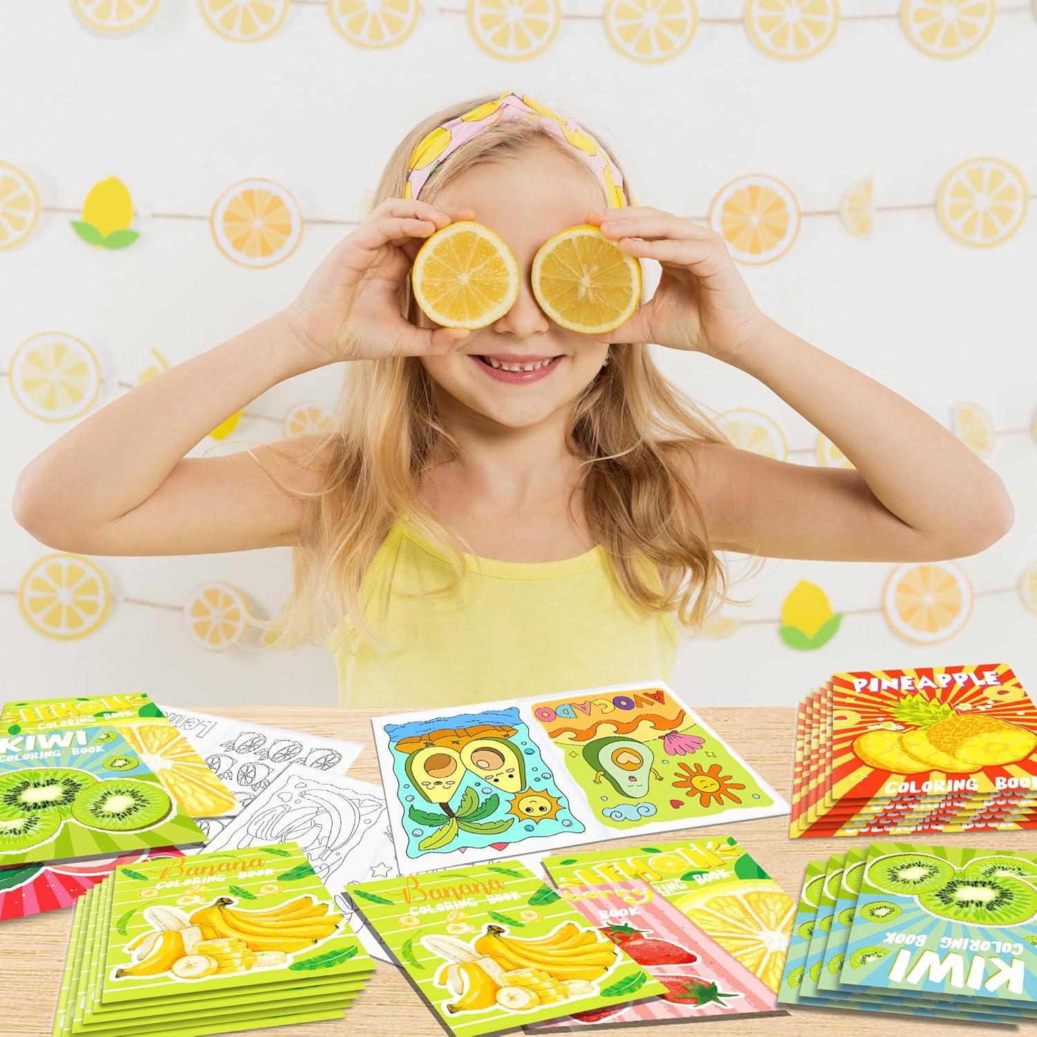12 Mini Libros para Colorear de Frutas Littkeef 12.4x17 cm