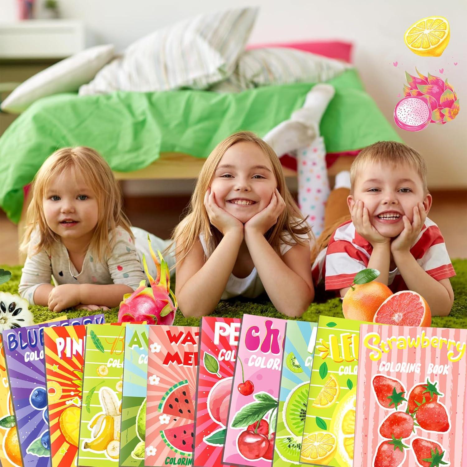 12 Mini Libros para Colorear de Frutas Littkeef 12.4x17 cm