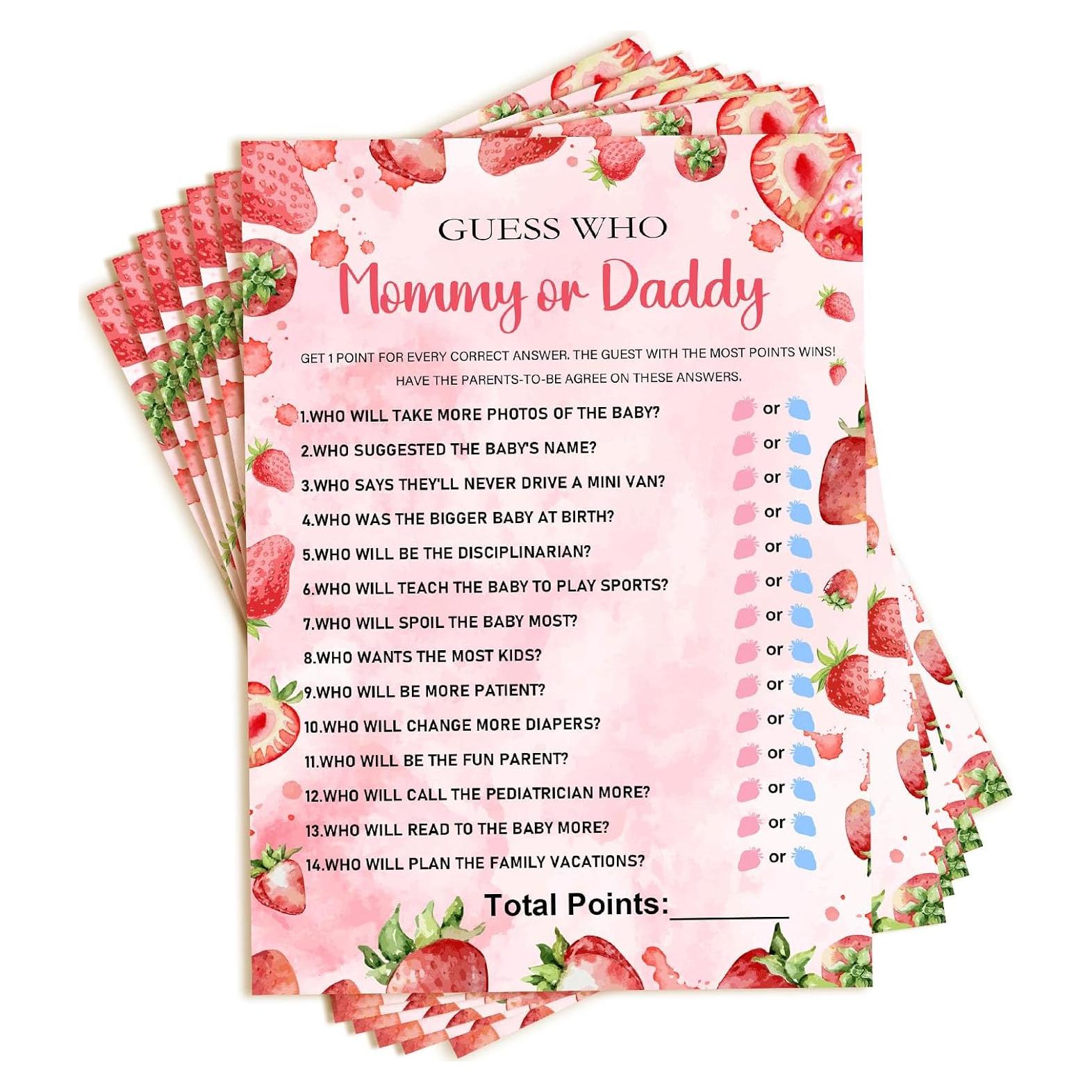 30 Juegos de Baby Shower de Fresa QZCYU - Diversión para Niña