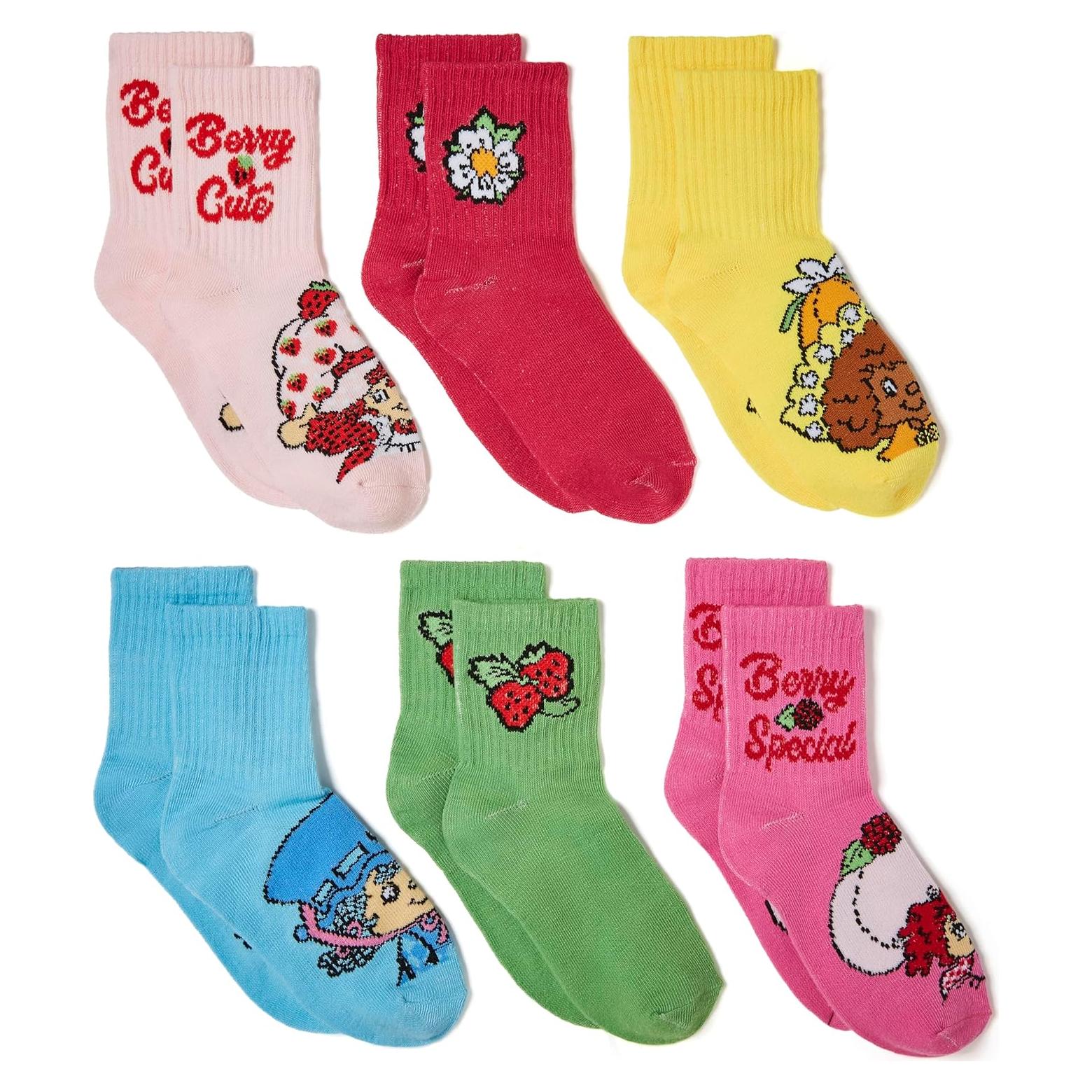 Calcetines Capri Strawberry Shortcake 6 Pairs Niñas 6-8.5