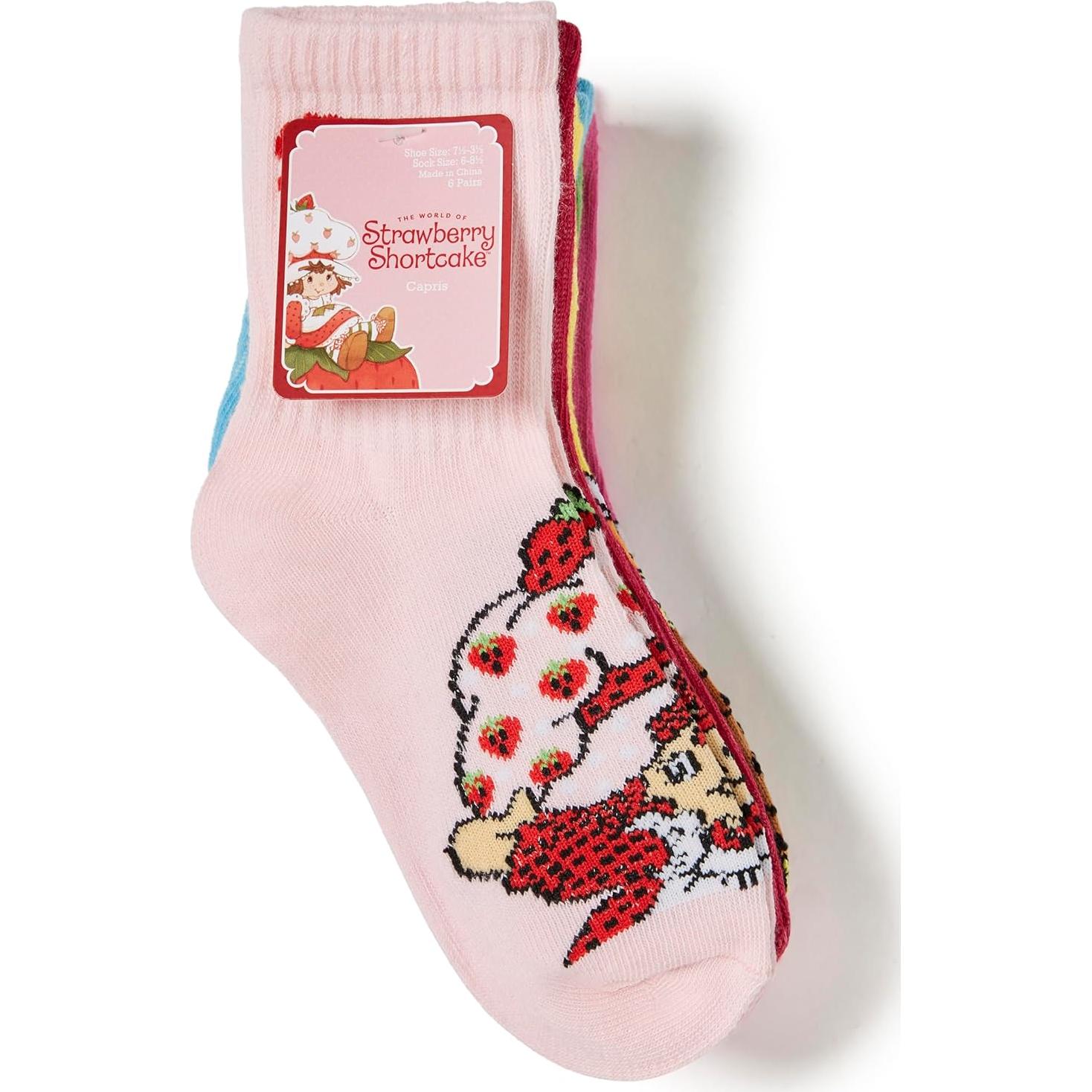 Calcetines Capri Strawberry Shortcake 6 Pairs Niñas 6-8.5