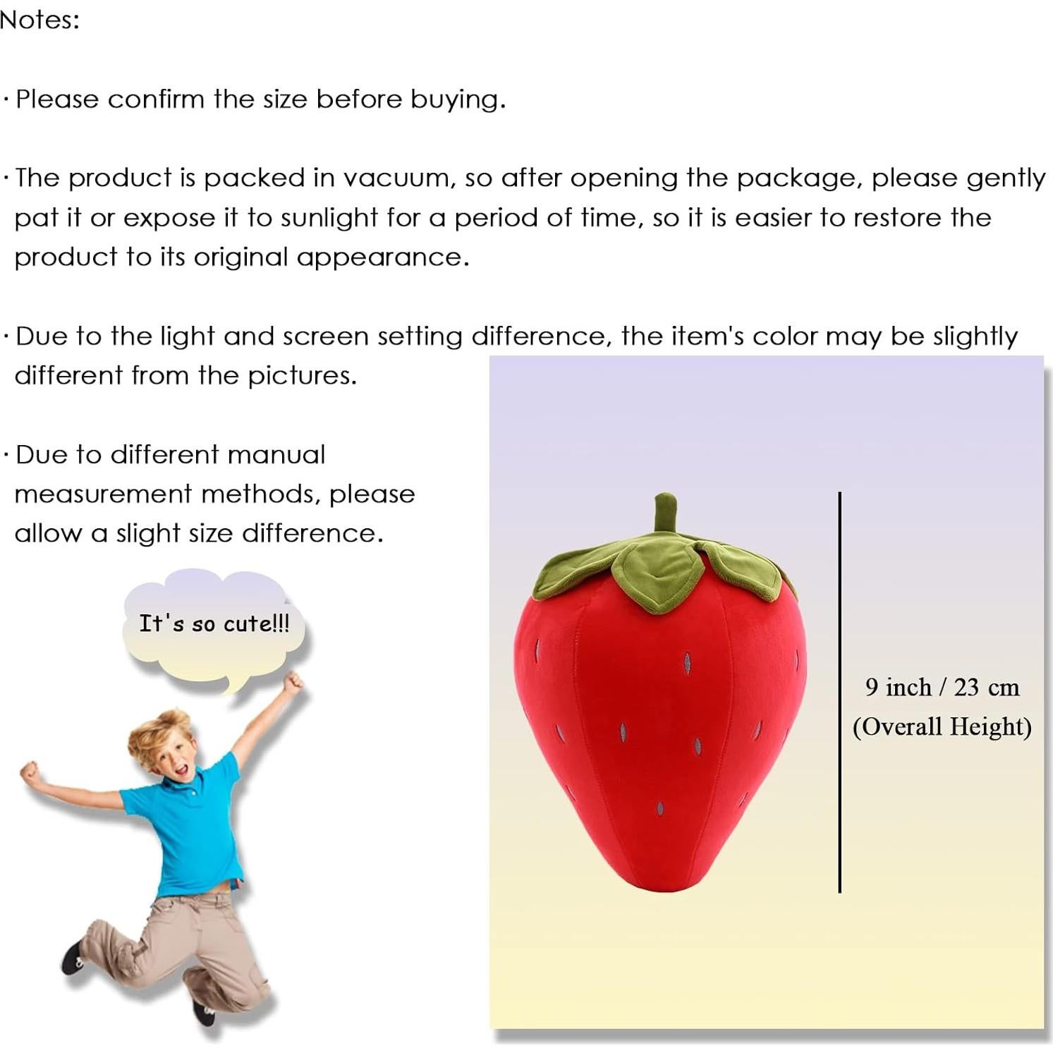 Almohada de Fresa de Peluche Zhidiloveyou 23 cm Roja