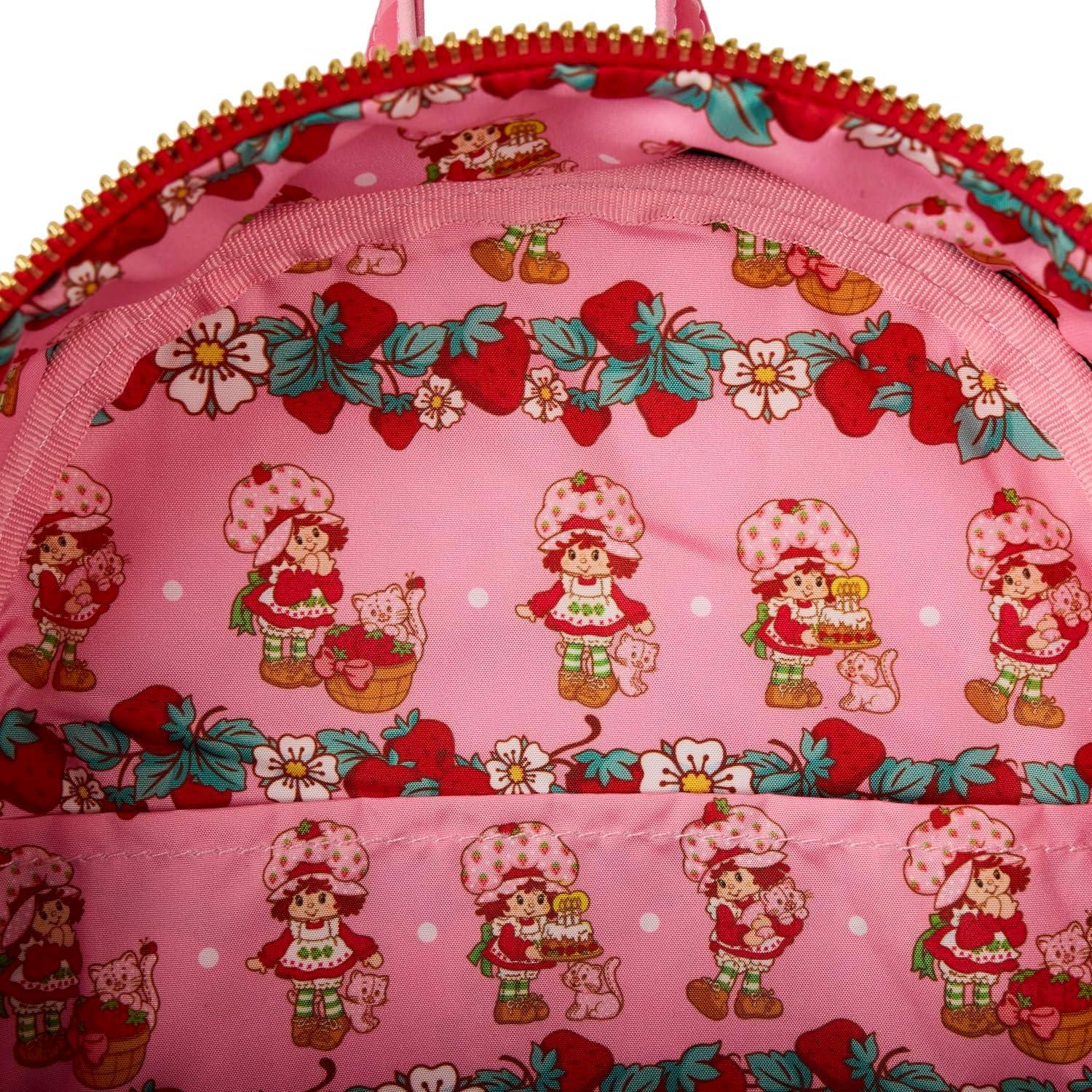 Mochila Mini Denim Strawberry Shortcake Loungefly 22.8x26.6cm