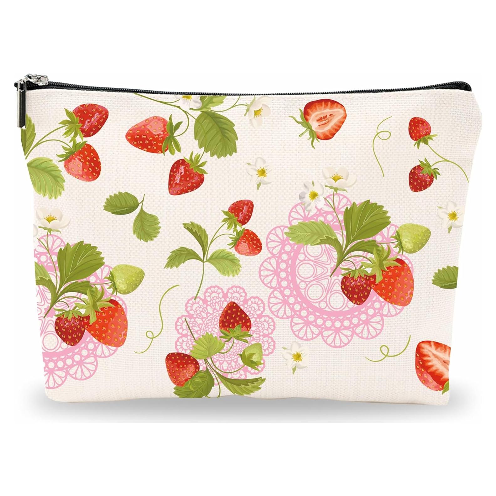 Bolsa de Maquillaje Nuckxy Fresa Rosa 24.4x18.1cm Impermeable