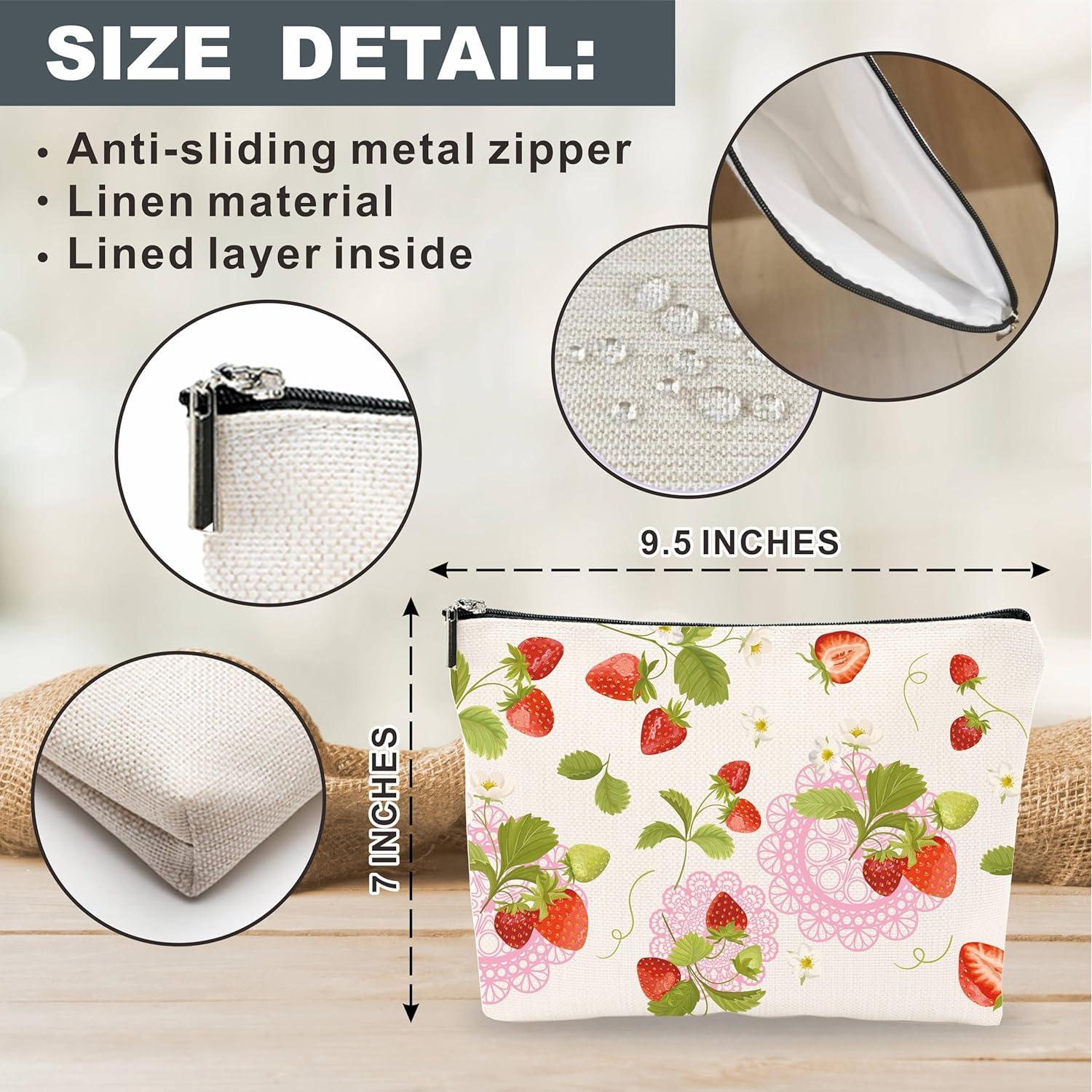 Bolsa de Maquillaje Nuckxy Fresa Rosa 24.4x18.1cm Impermeable