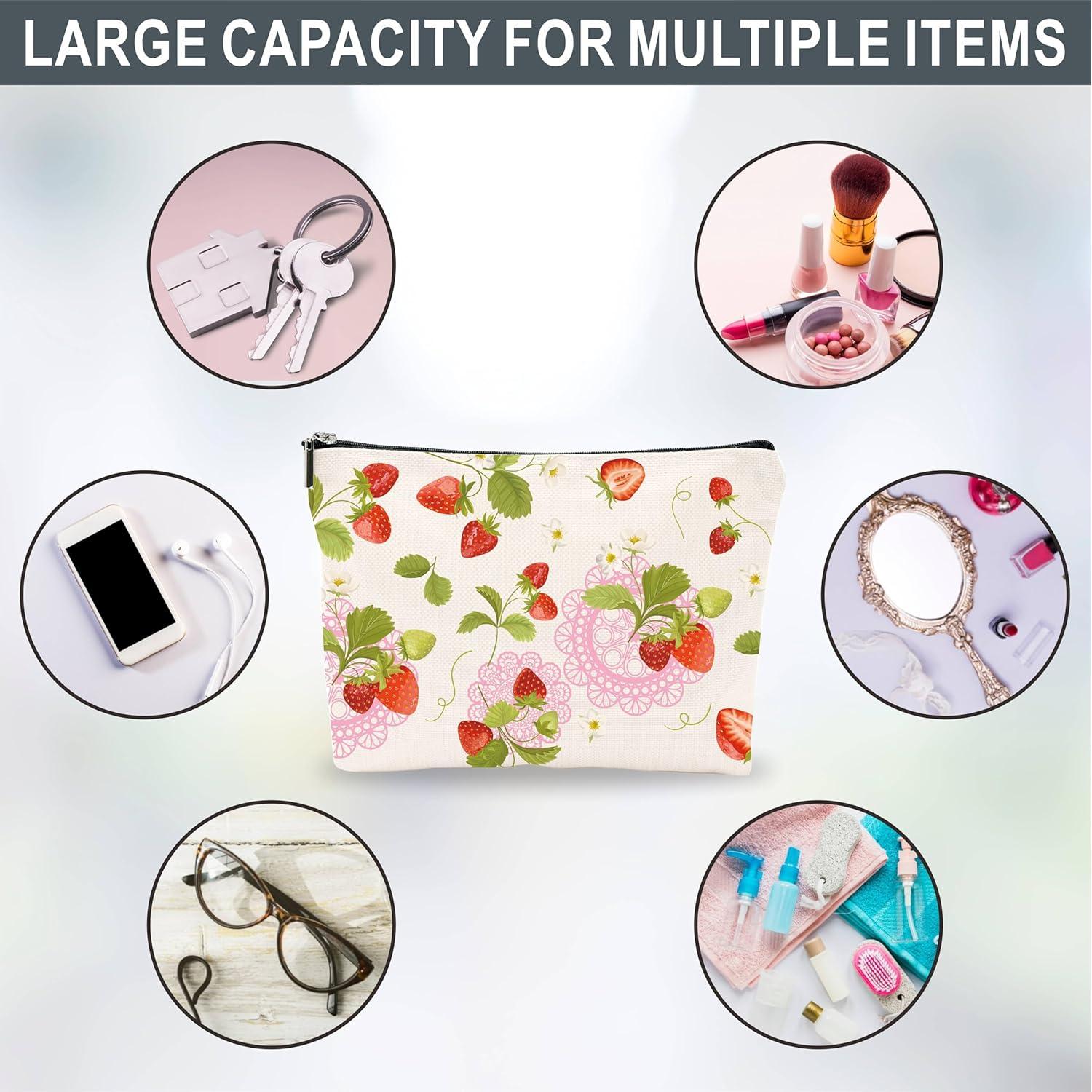 Bolsa de Maquillaje Nuckxy Fresa Rosa 24.4x18.1cm Impermeable