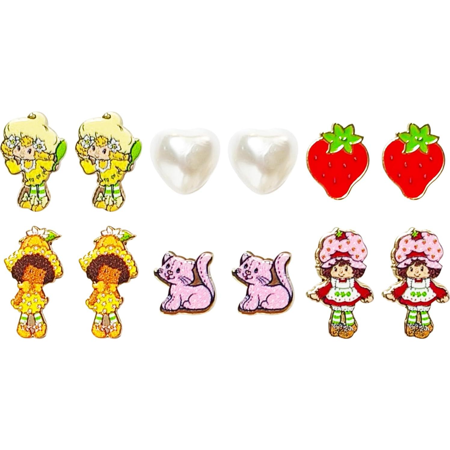 Pendientes Hipoalergénicos LUV HER Strawberry Shortcake 6 Pares