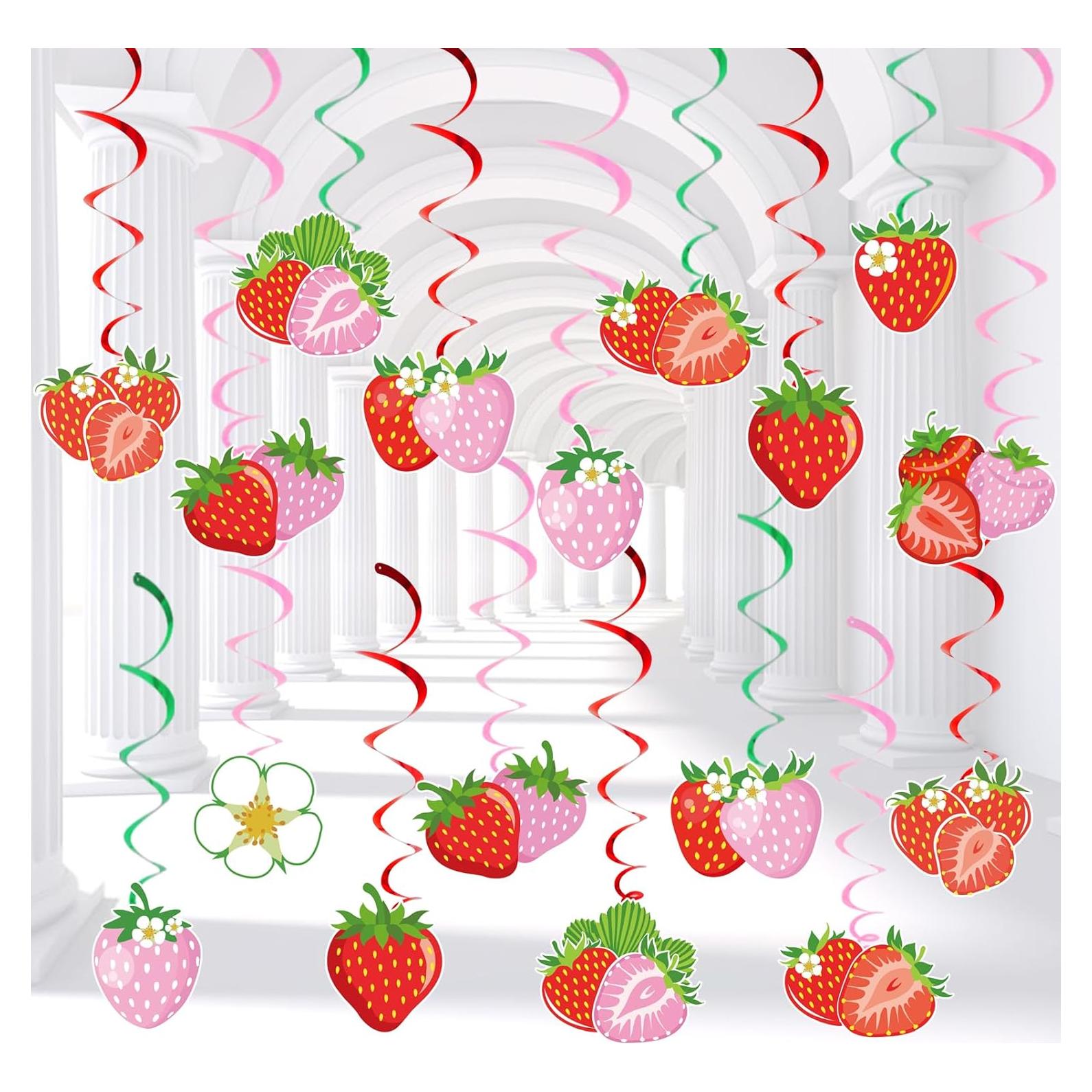 Decoraciones de Cumpleaños de Fresa MZ.ogm - 10 Piezas