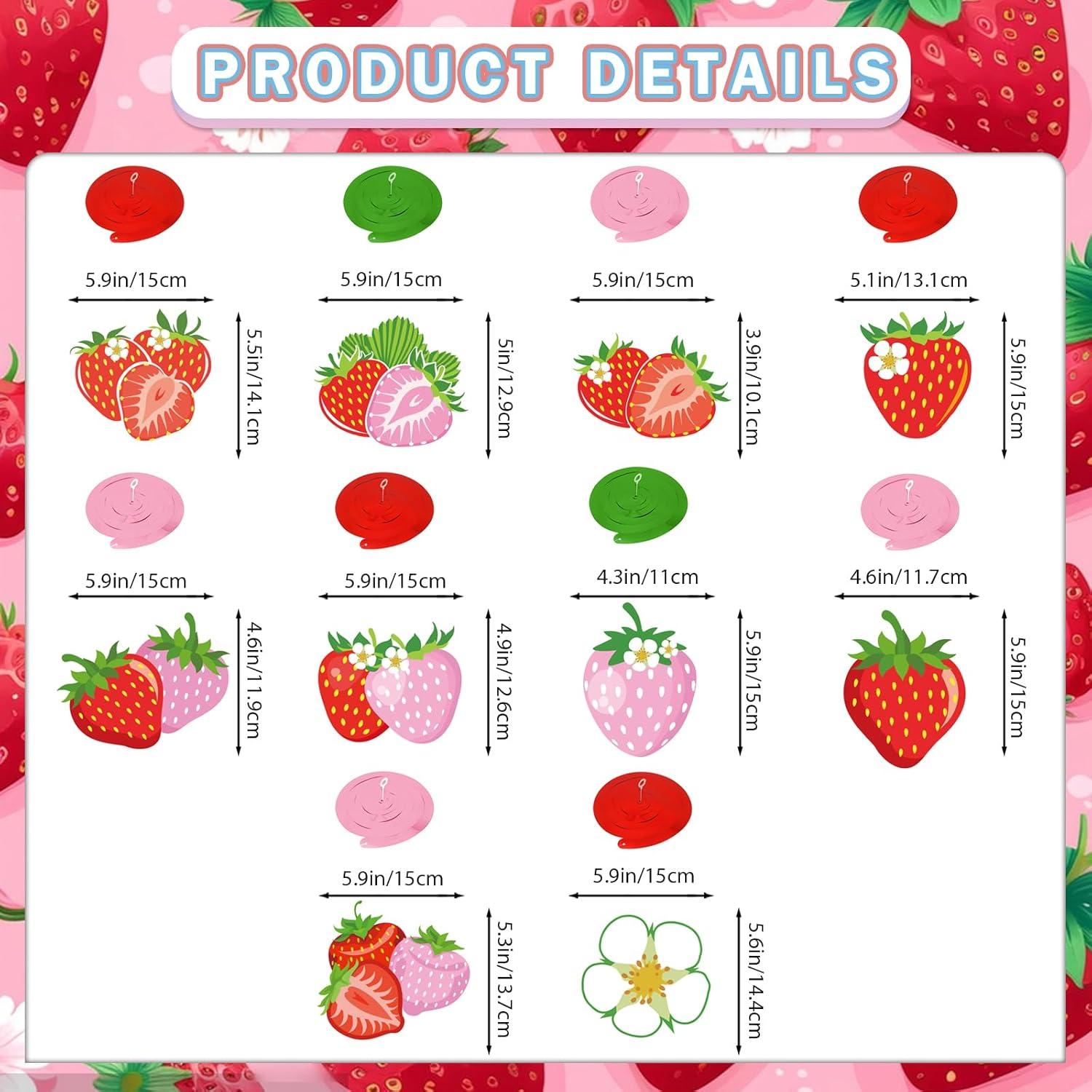 Decoraciones de Cumpleaños de Fresa MZ.ogm - 10 Piezas