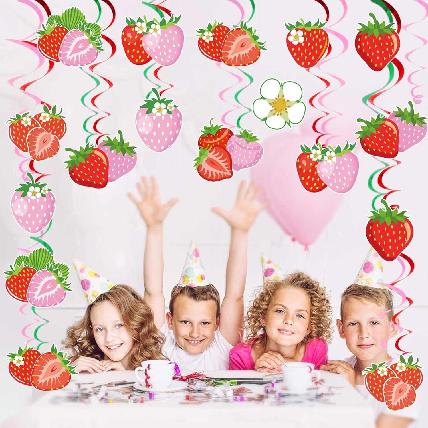 Decoraciones de Cumpleaños de Fresa MZ.ogm - 10 Piezas