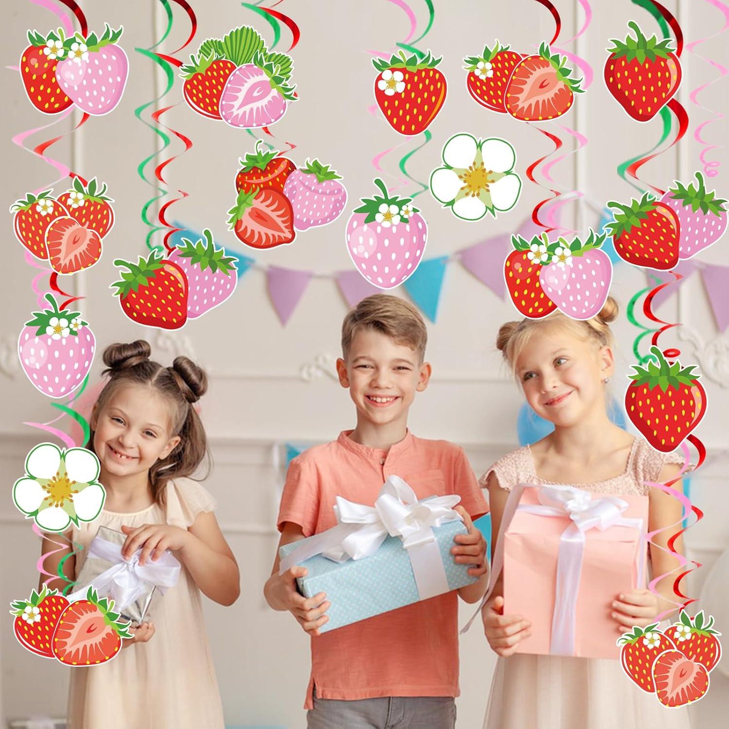 Decoraciones de Cumpleaños de Fresa MZ.ogm - 10 Piezas