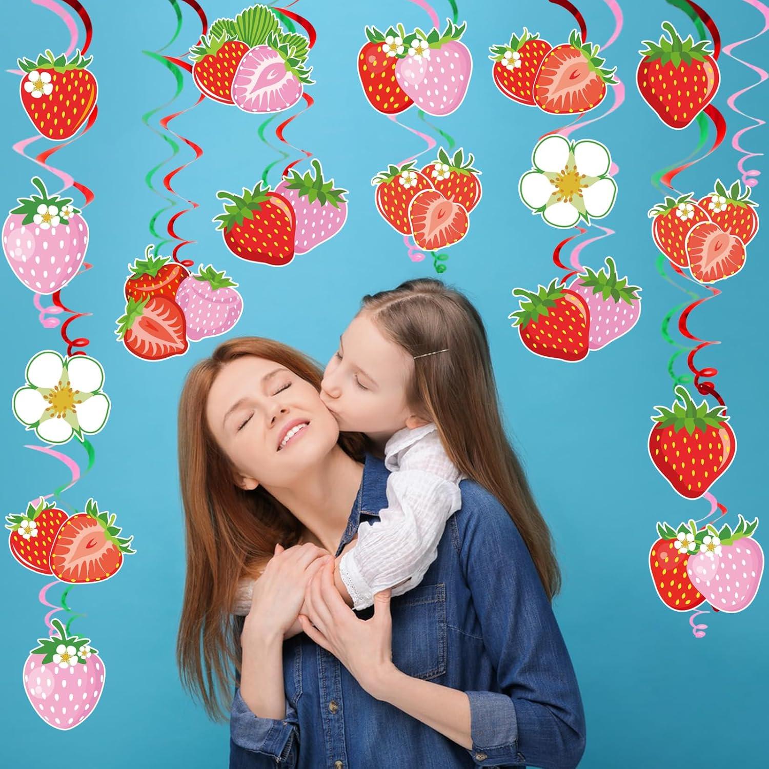 Decoraciones de Cumpleaños de Fresa MZ.ogm - 10 Piezas