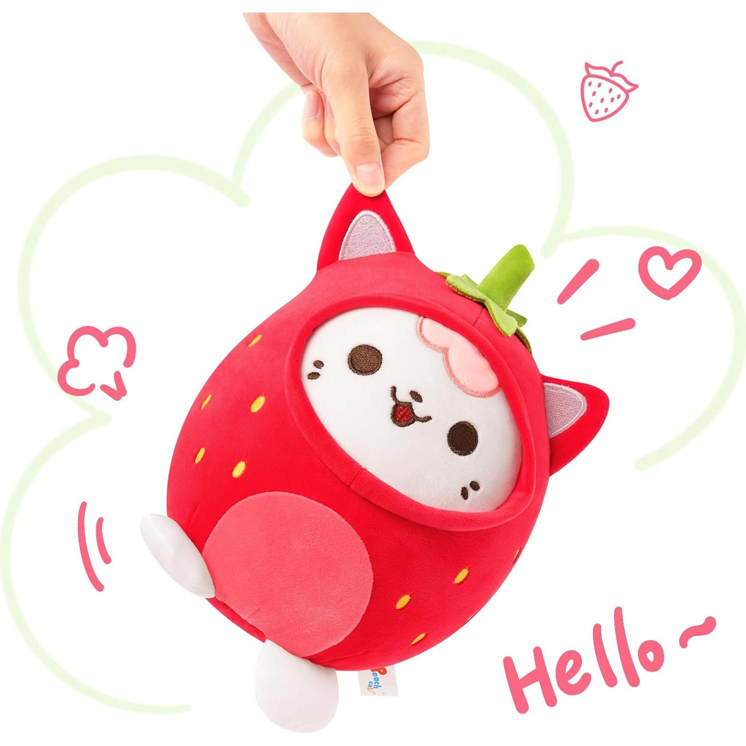 Almohada de Peluche Gato de Fresa Coche de Durazno 20 cm