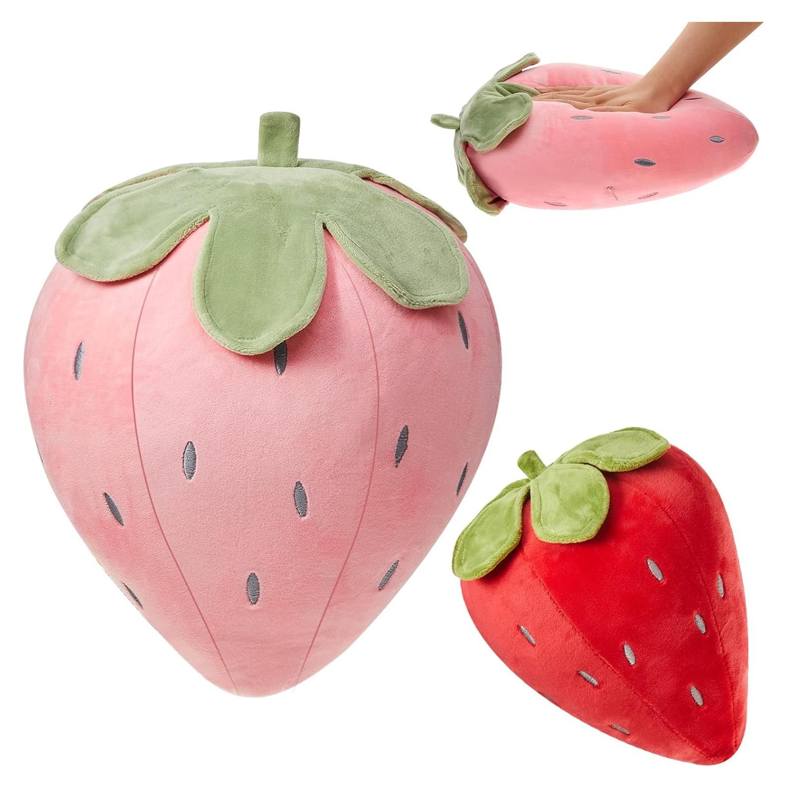 Almohadas de Peluche de Fresa Juexica 2 Pcs 40x25 cm Suaves