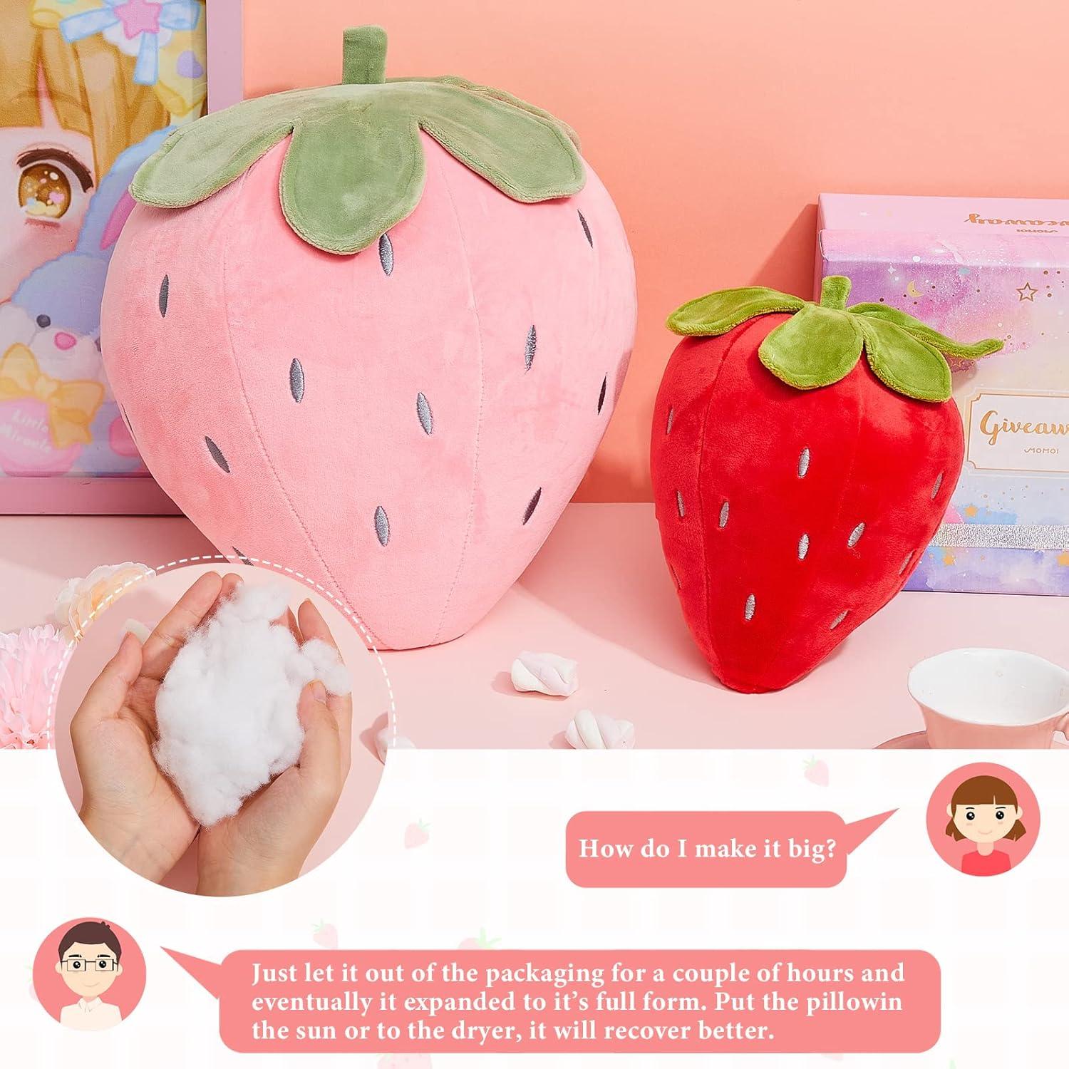 Almohadas de Peluche de Fresa Juexica 2 Pcs 40x25 cm Suaves