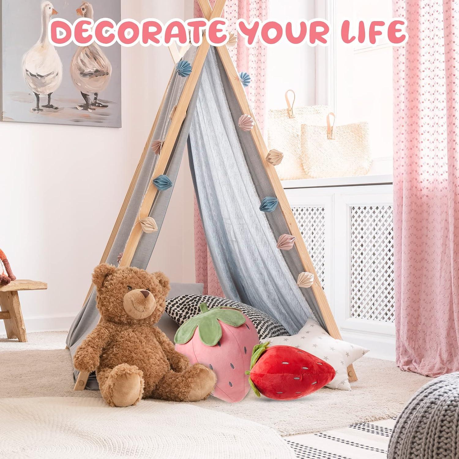 Almohadas de Peluche de Fresa Juexica 2 Pcs 40x25 cm Suaves