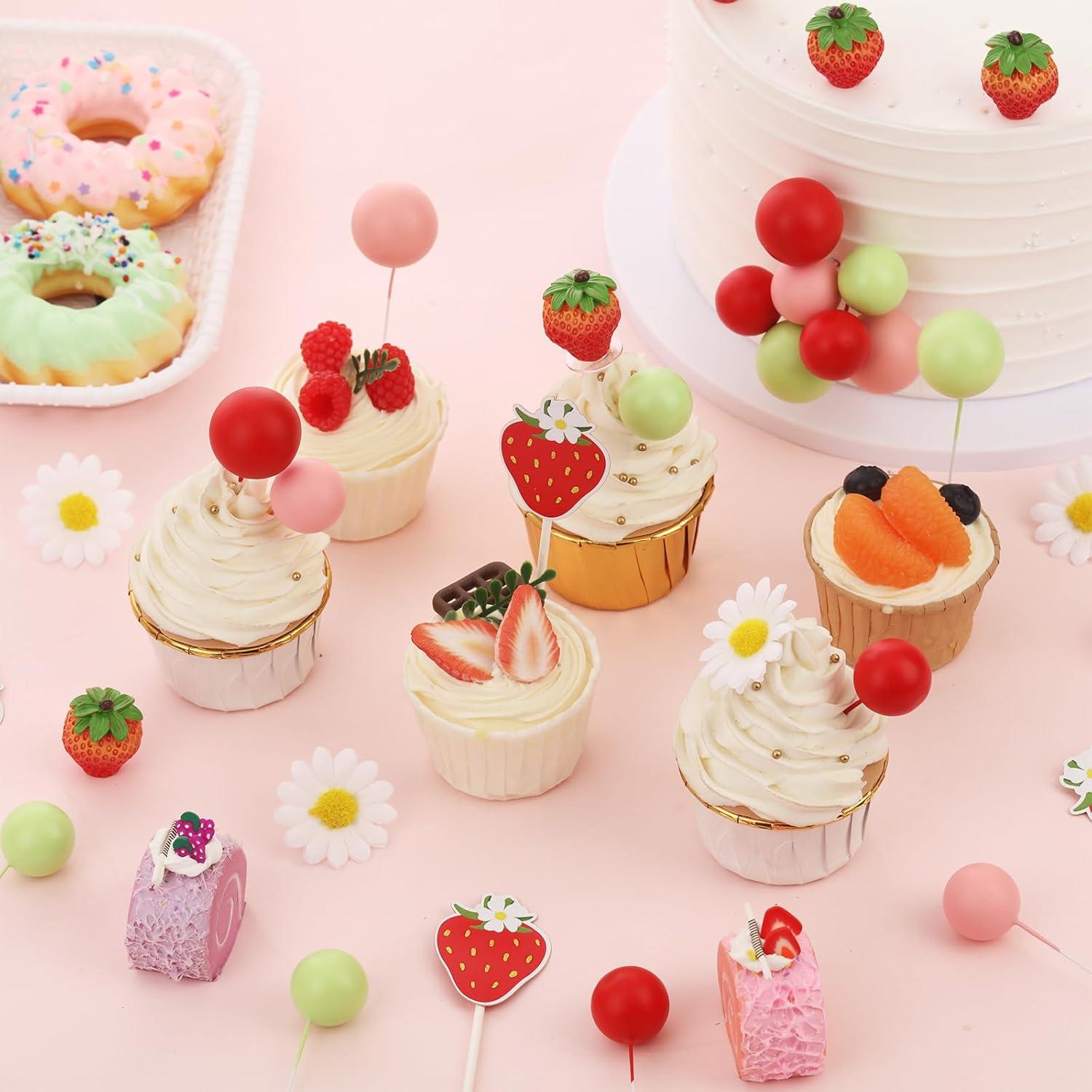 Decoraciones de Pastel de Fresa Cheereveal - Adornos para Cumpleaños