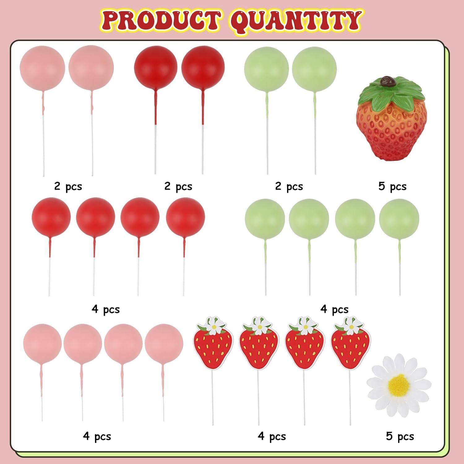 Decoraciones de Pastel de Fresa Cheereveal - Adornos para Cumpleaños