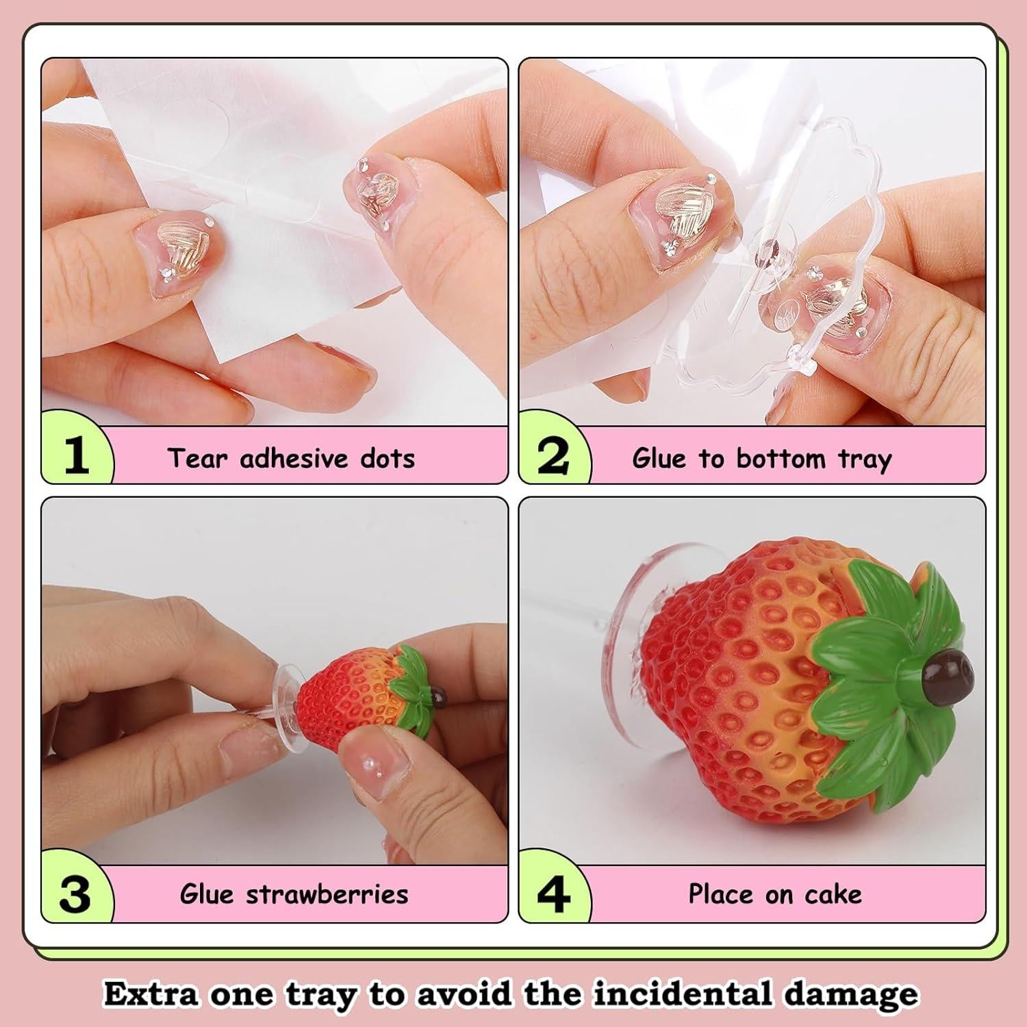 Decoraciones de Pastel de Fresa Cheereveal - Adornos para Cumpleaños